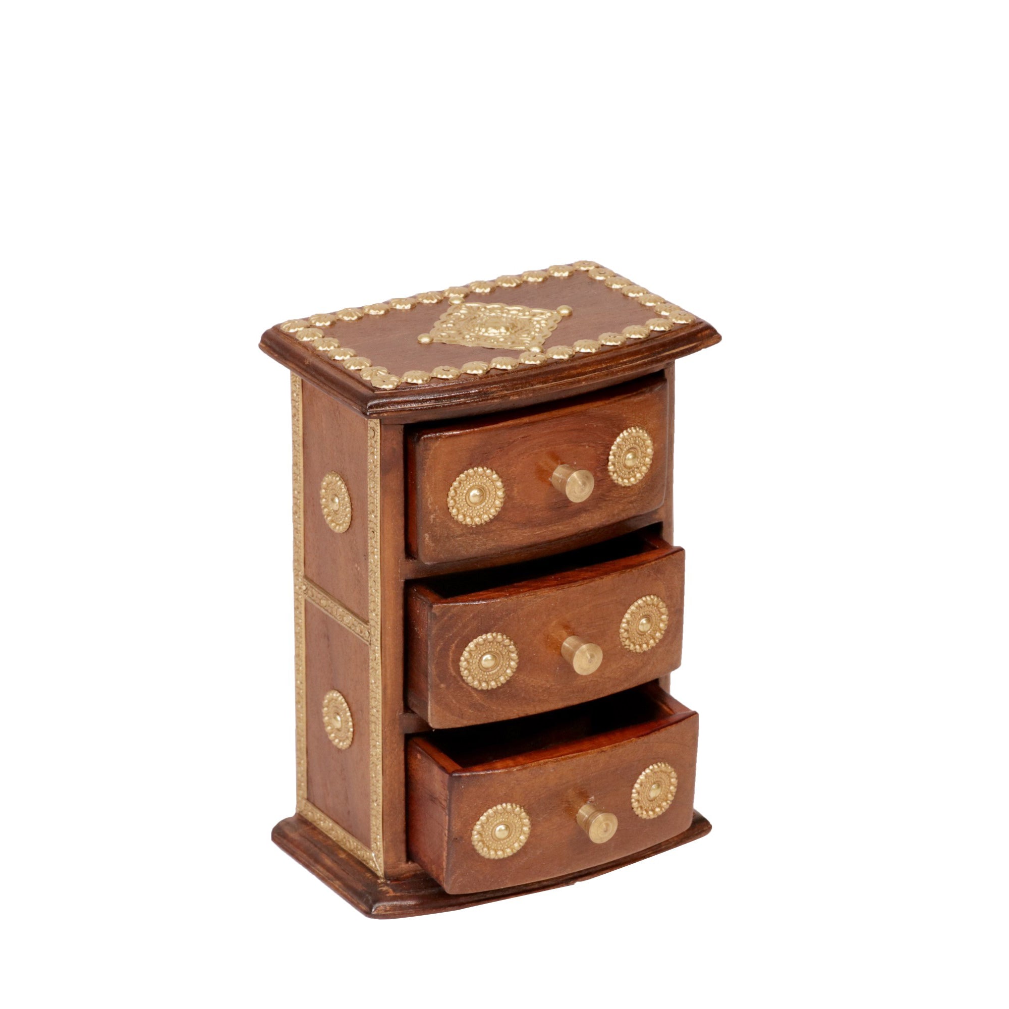 Brass fitted 3 drawers miniature desk organiser drawers chest Desk Organizer