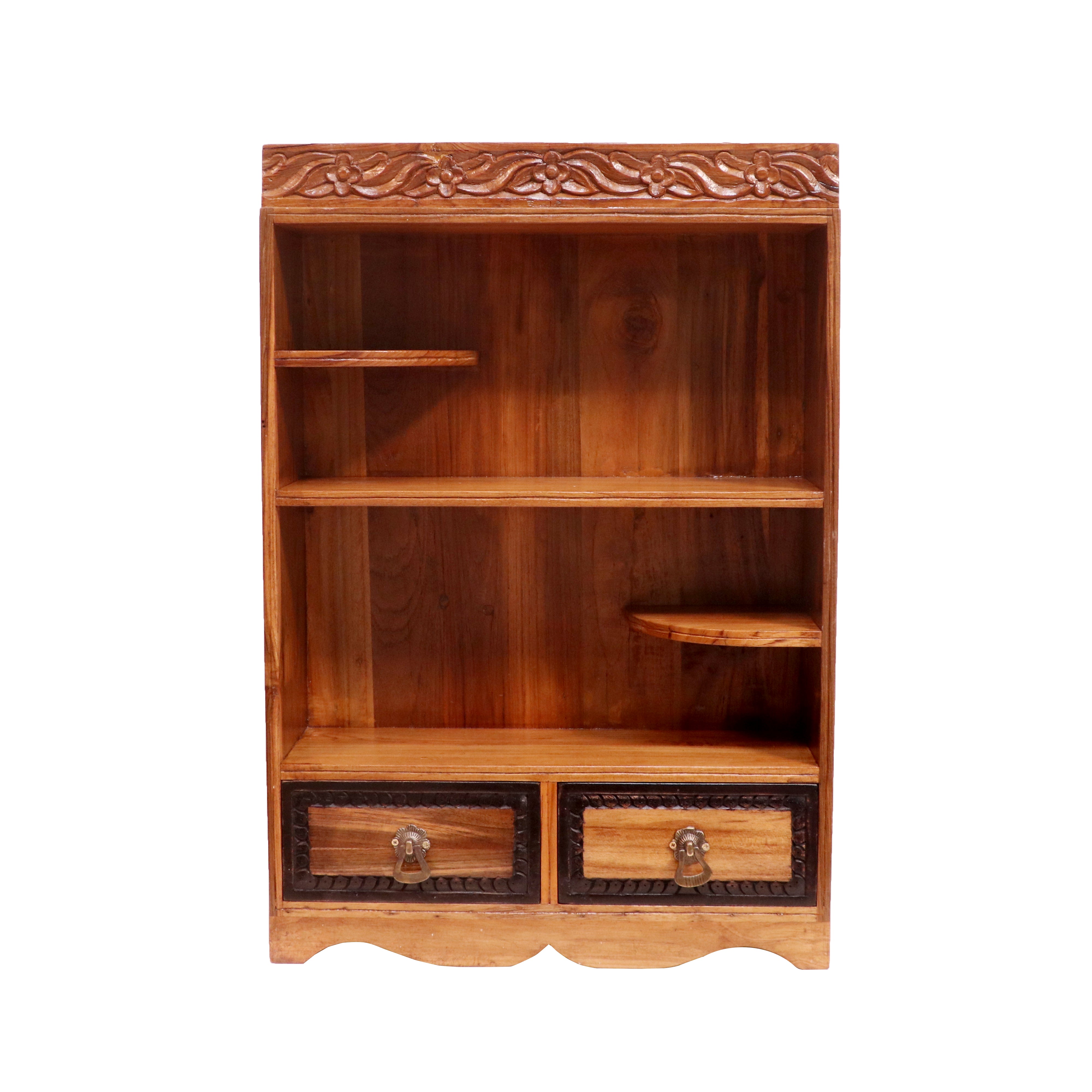 Wooden Top Carving Kitchen Rack with 2 Drawers Rack