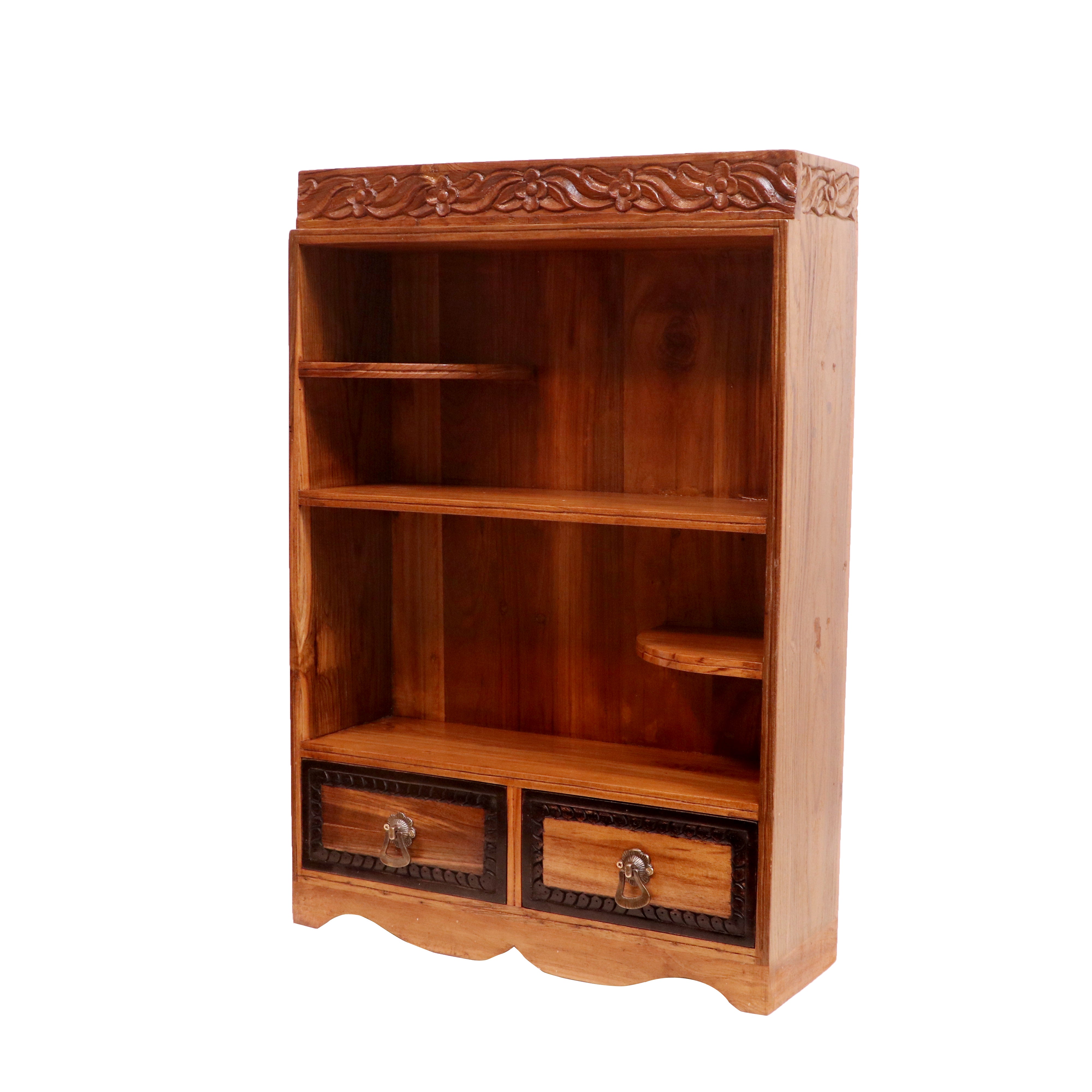 Wooden Top Carving Kitchen Rack with 2 Drawers Rack