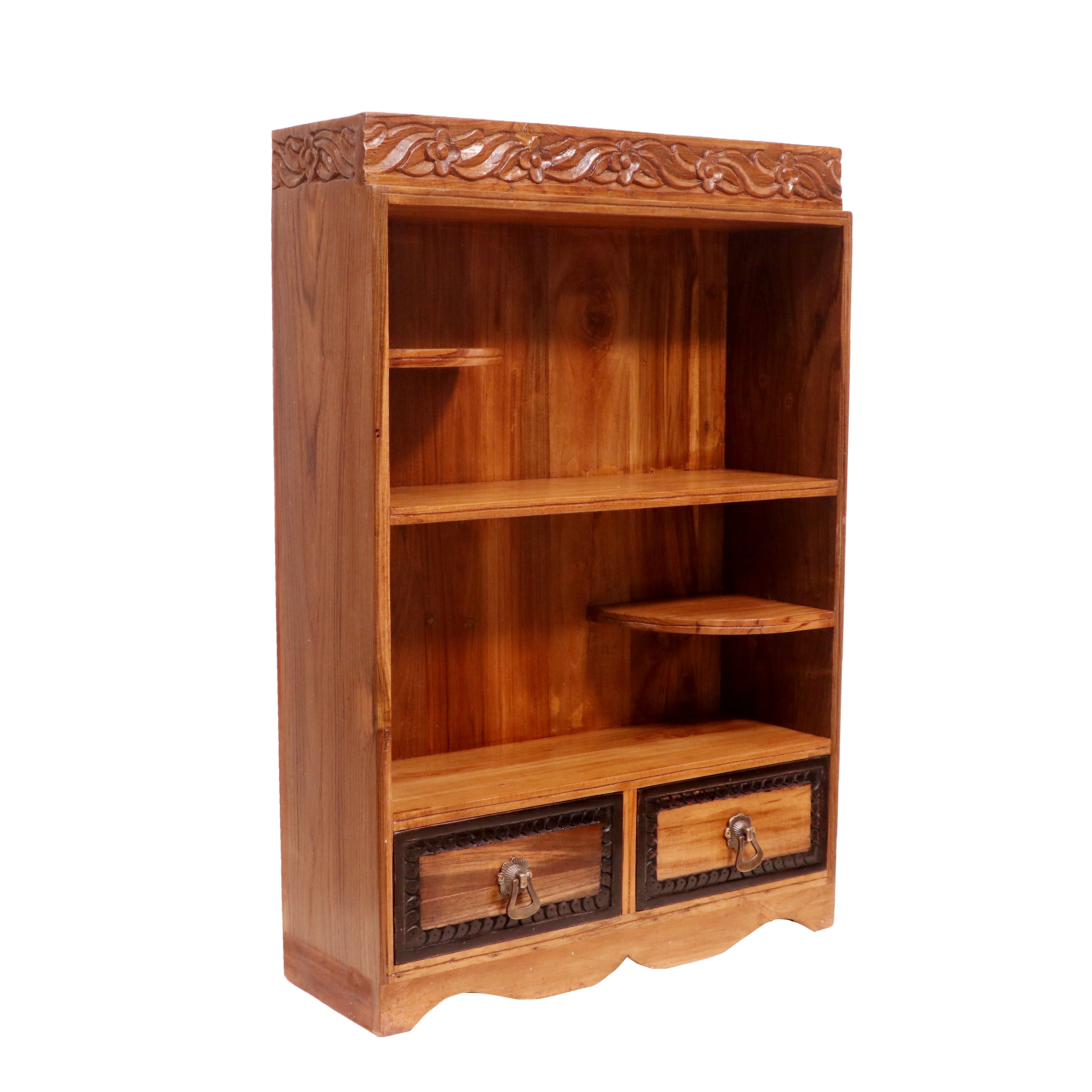 Wooden Top Carving Kitchen Rack with 2 Drawers Rack