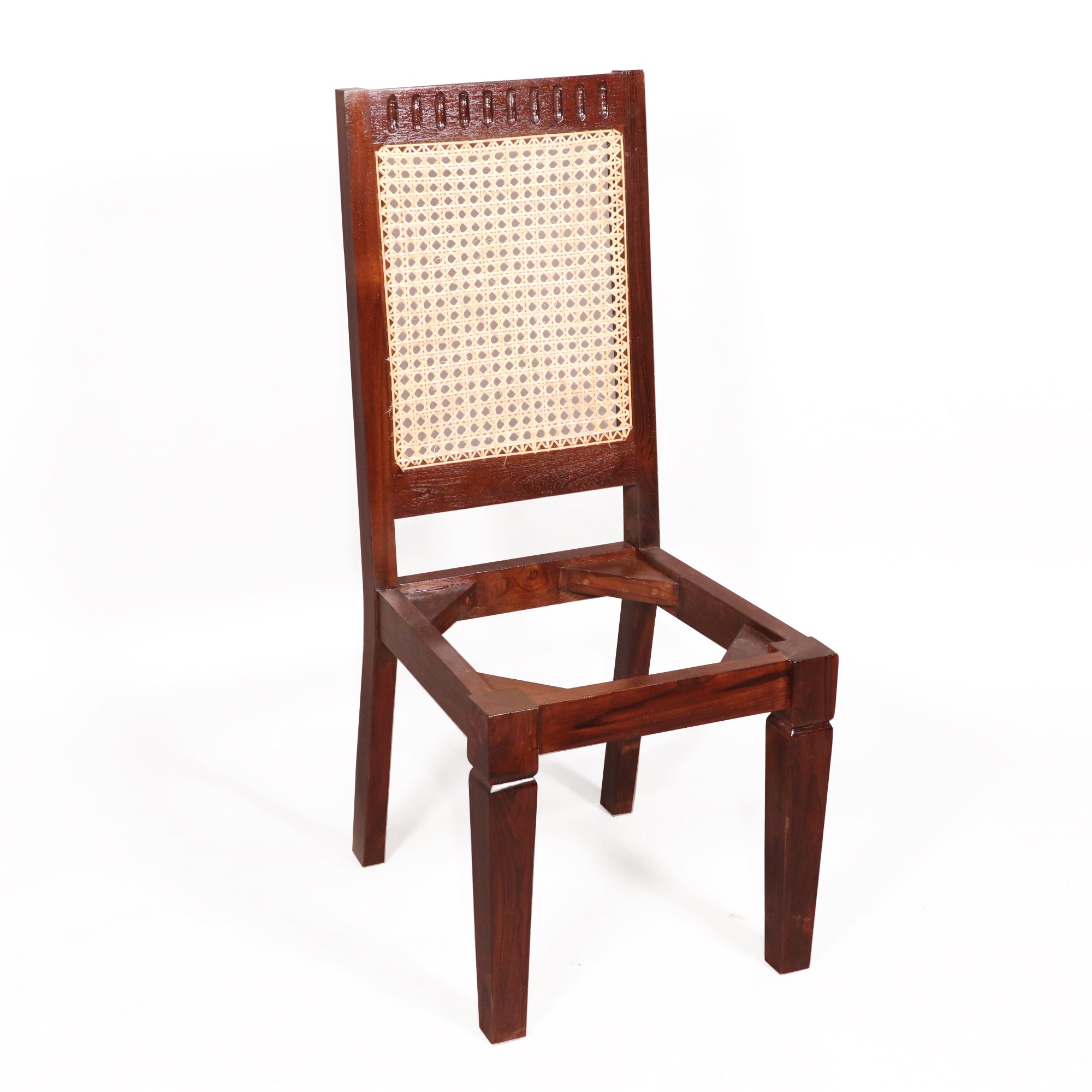 (Set of 2) Traditional Carved Teak Wood with Authentic cane Dining Chair Dining Chair