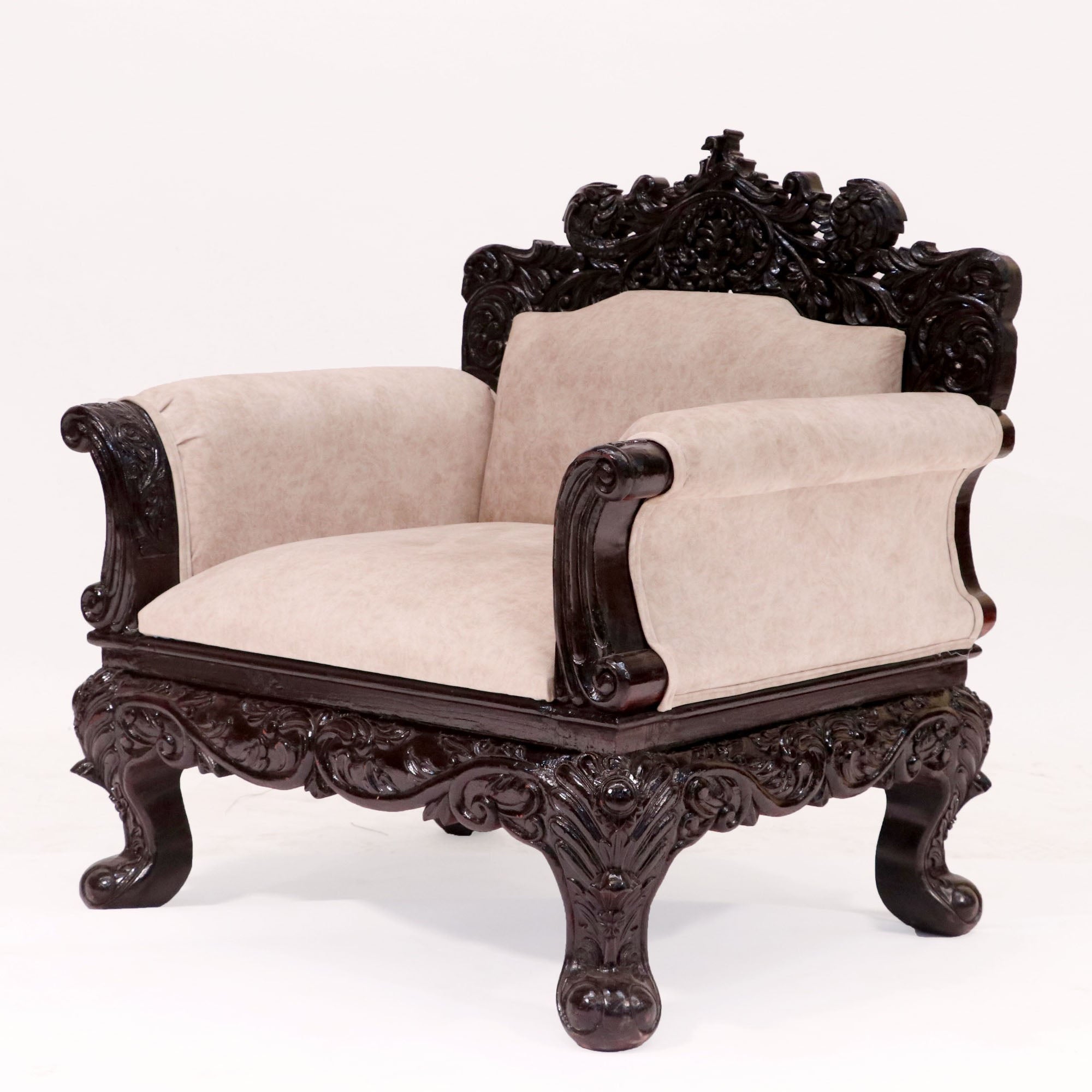 Royal Carved Teak wood single Seater Sofa Sofa