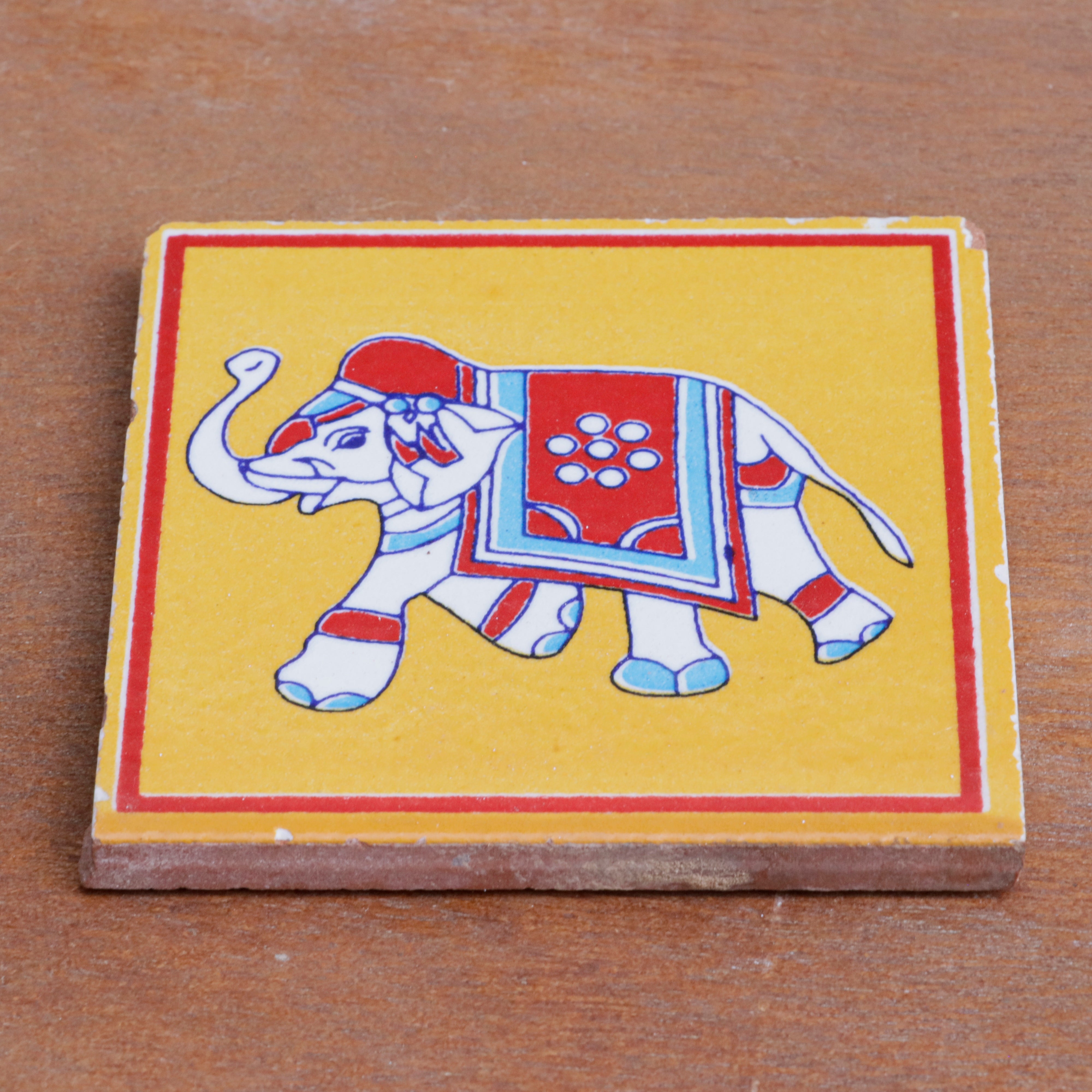Indian Antique Style Elephant Designed Ceramic Square Tile Ceramic Tile