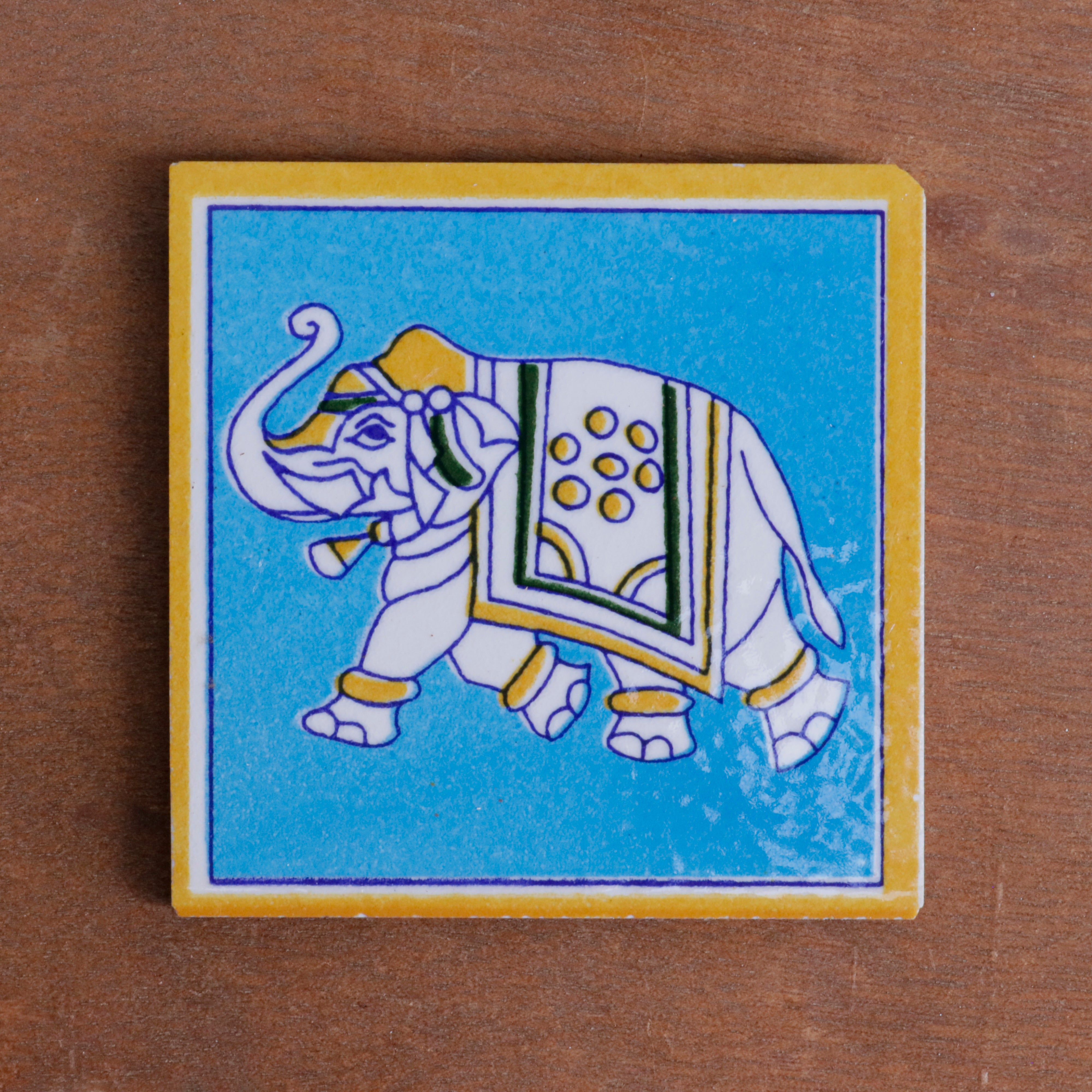 Aesthetic Heritage Elephant Designed Ceramic Square Tile Ceramic Tile