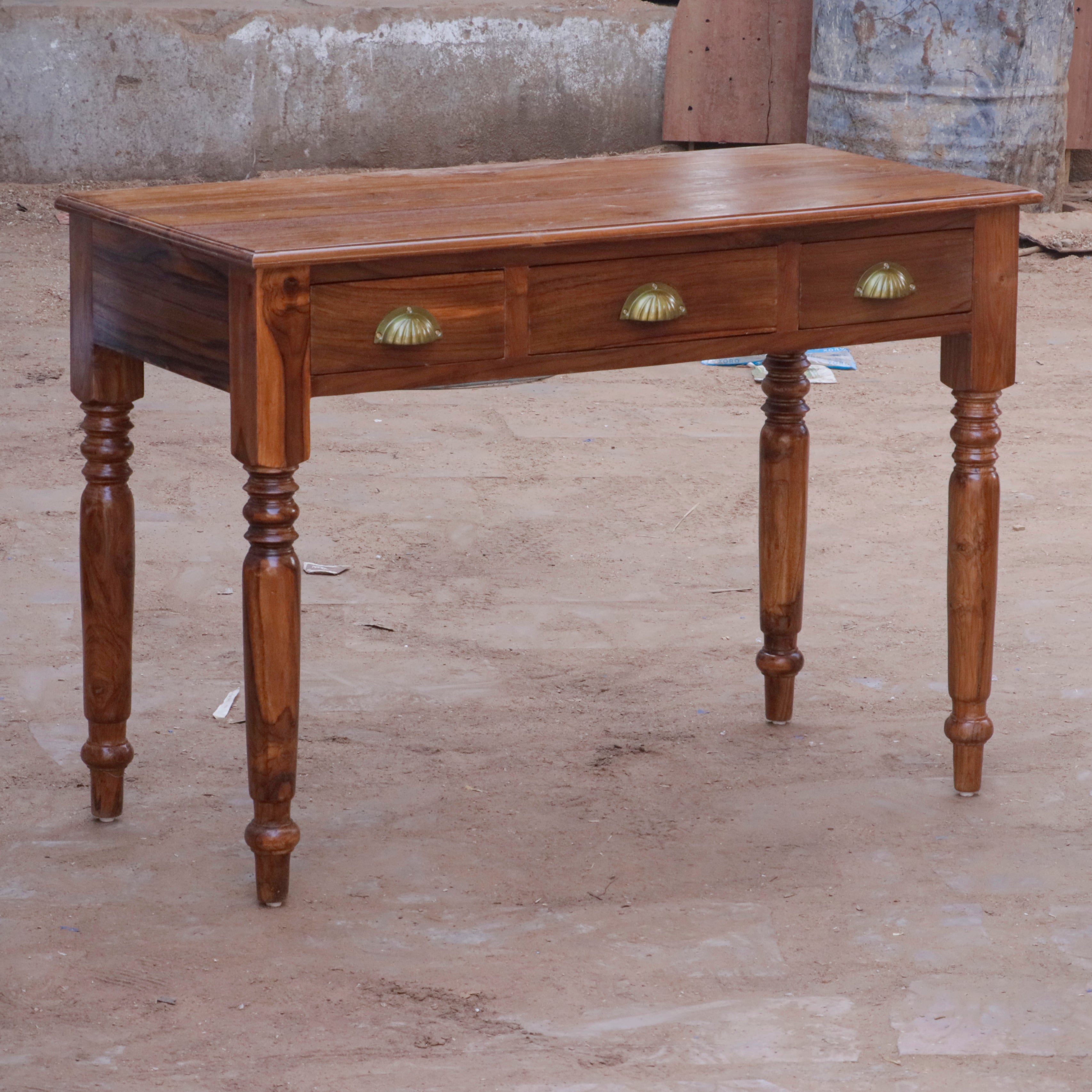 Teak Triple Drawer Desk Study Table