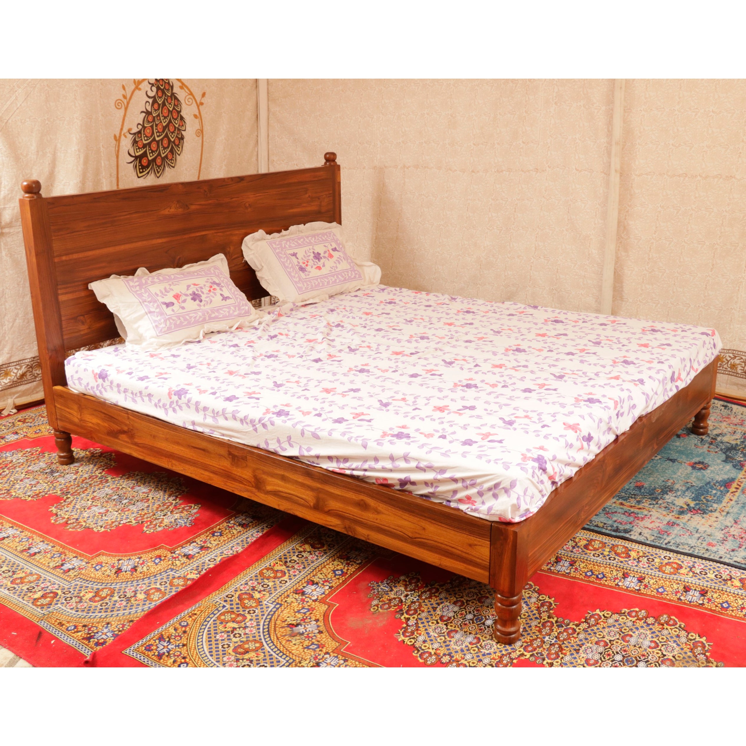 wood natural tone Classical Bed Bed