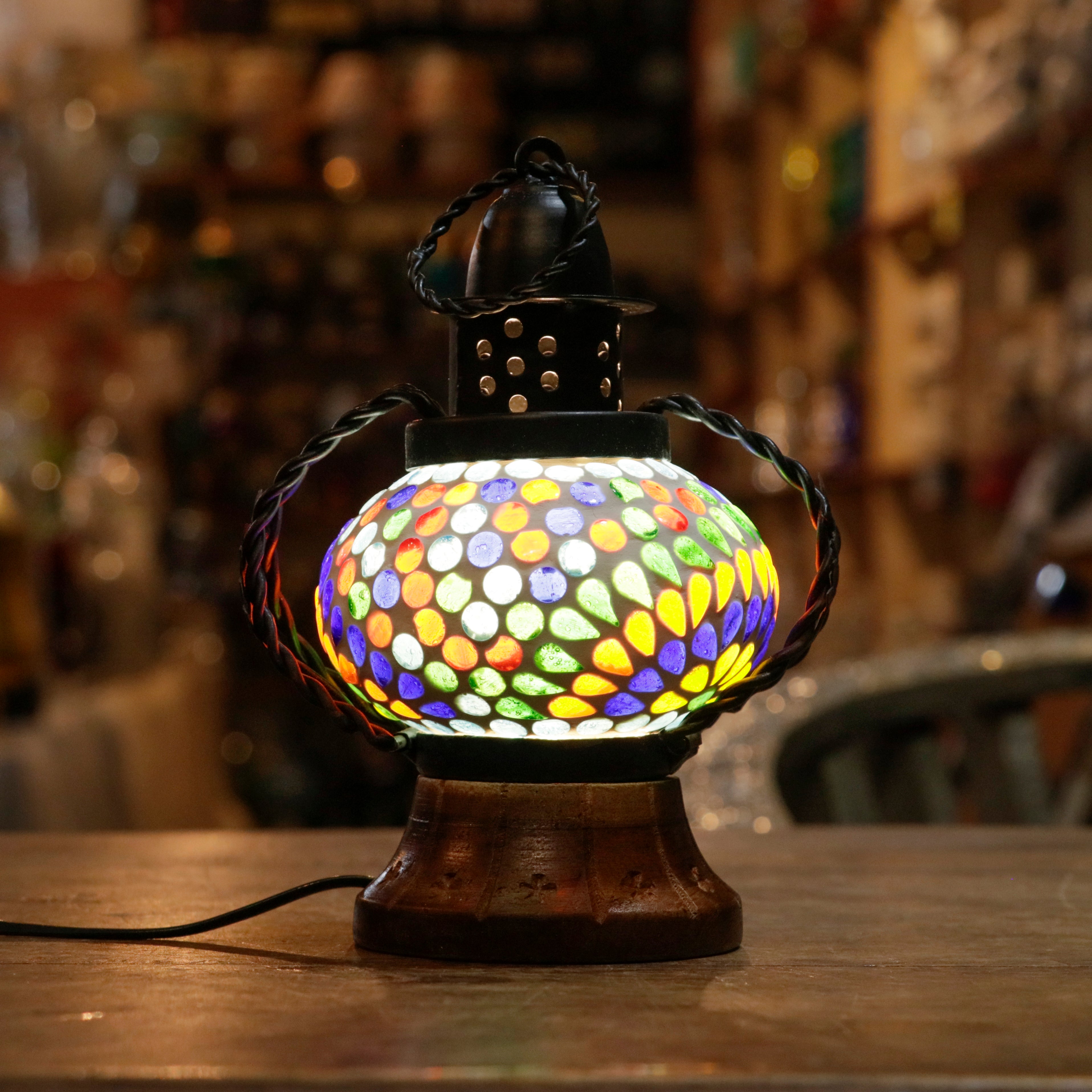 Antique Flora Eastern Colourful Flower Mirror Style Old Owl Lamp Lamp