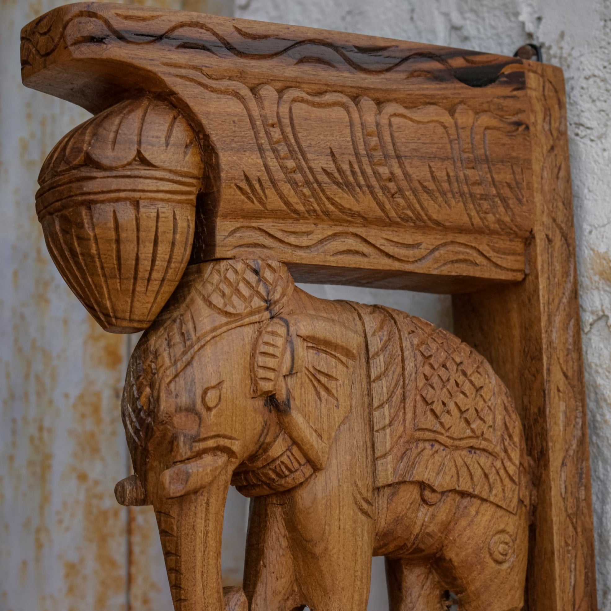 Solid teak elephant (gajraj) inspired Door bracket Door Bracket