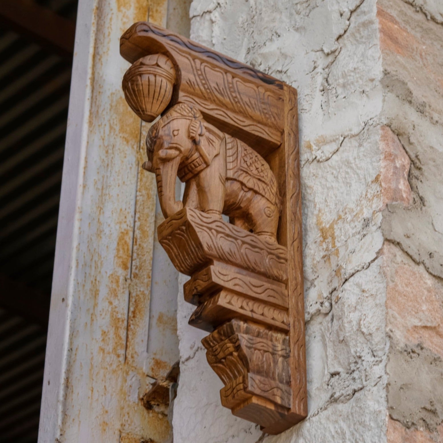 Solid teak elephant (gajraj) inspired Door bracket Door Bracket