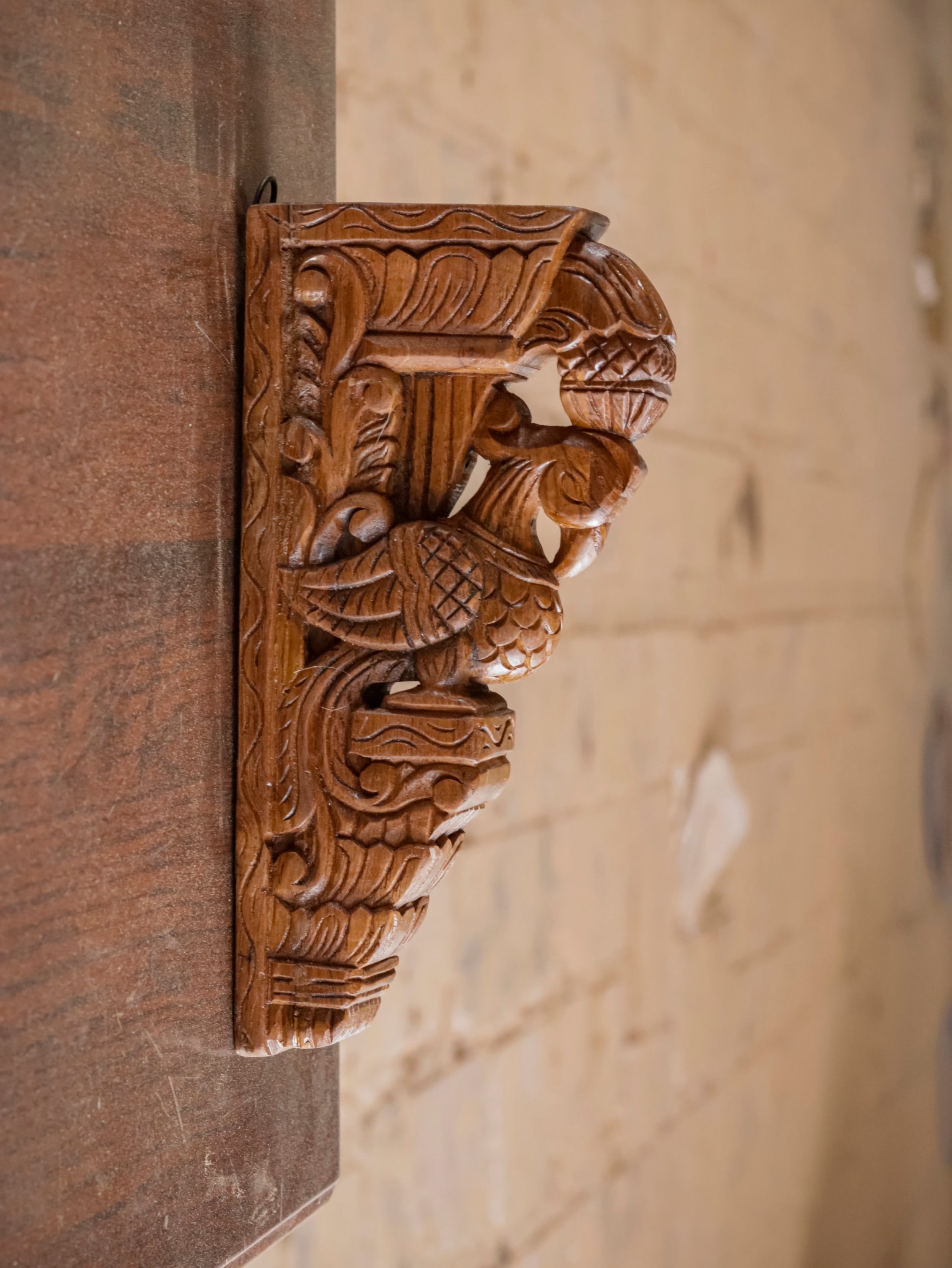 Beautifully detailed bird traditional teak wood door bracket Door Bracket