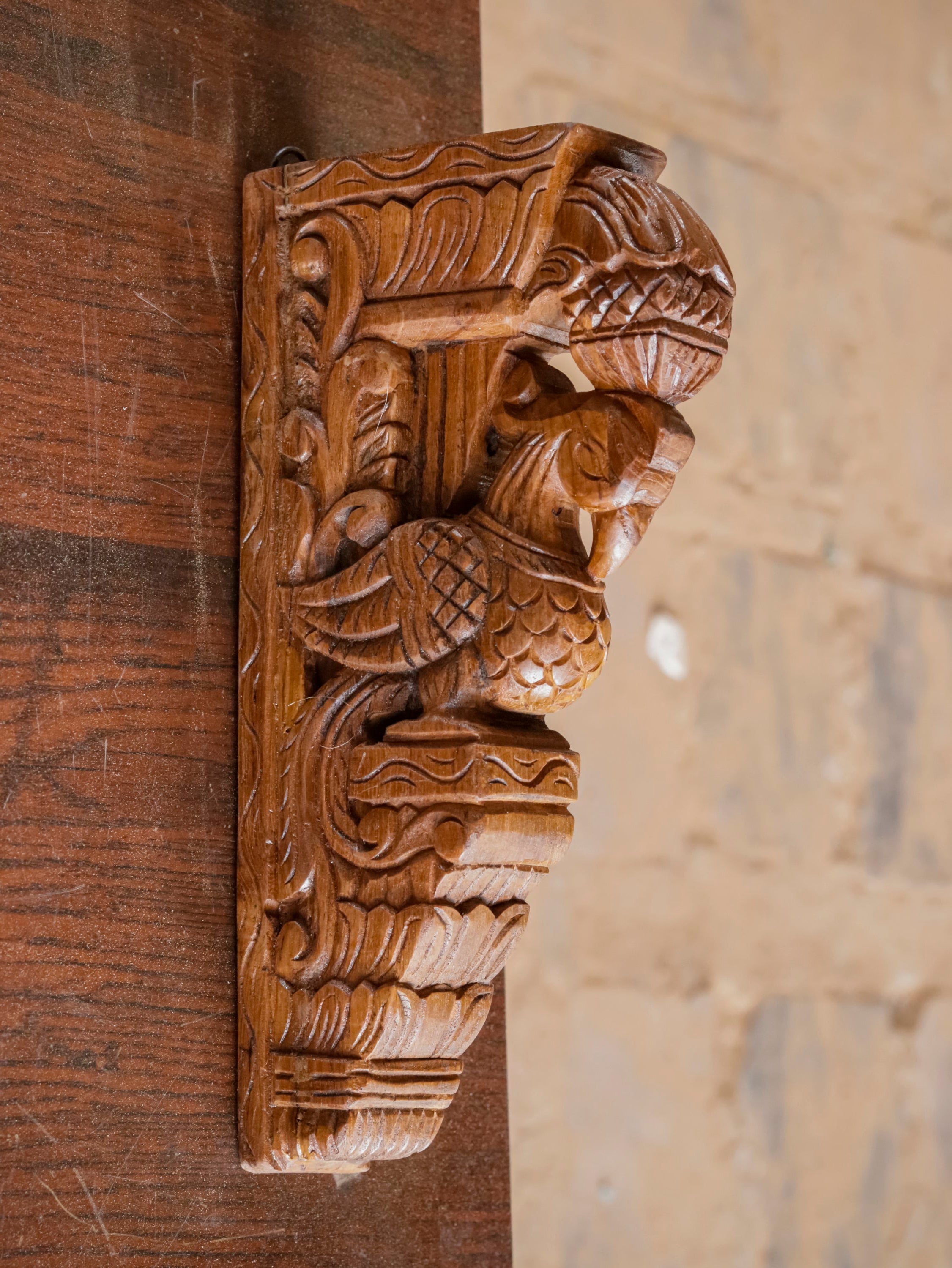 Beautifully detailed bird traditional teak wood door bracket Door Bracket
