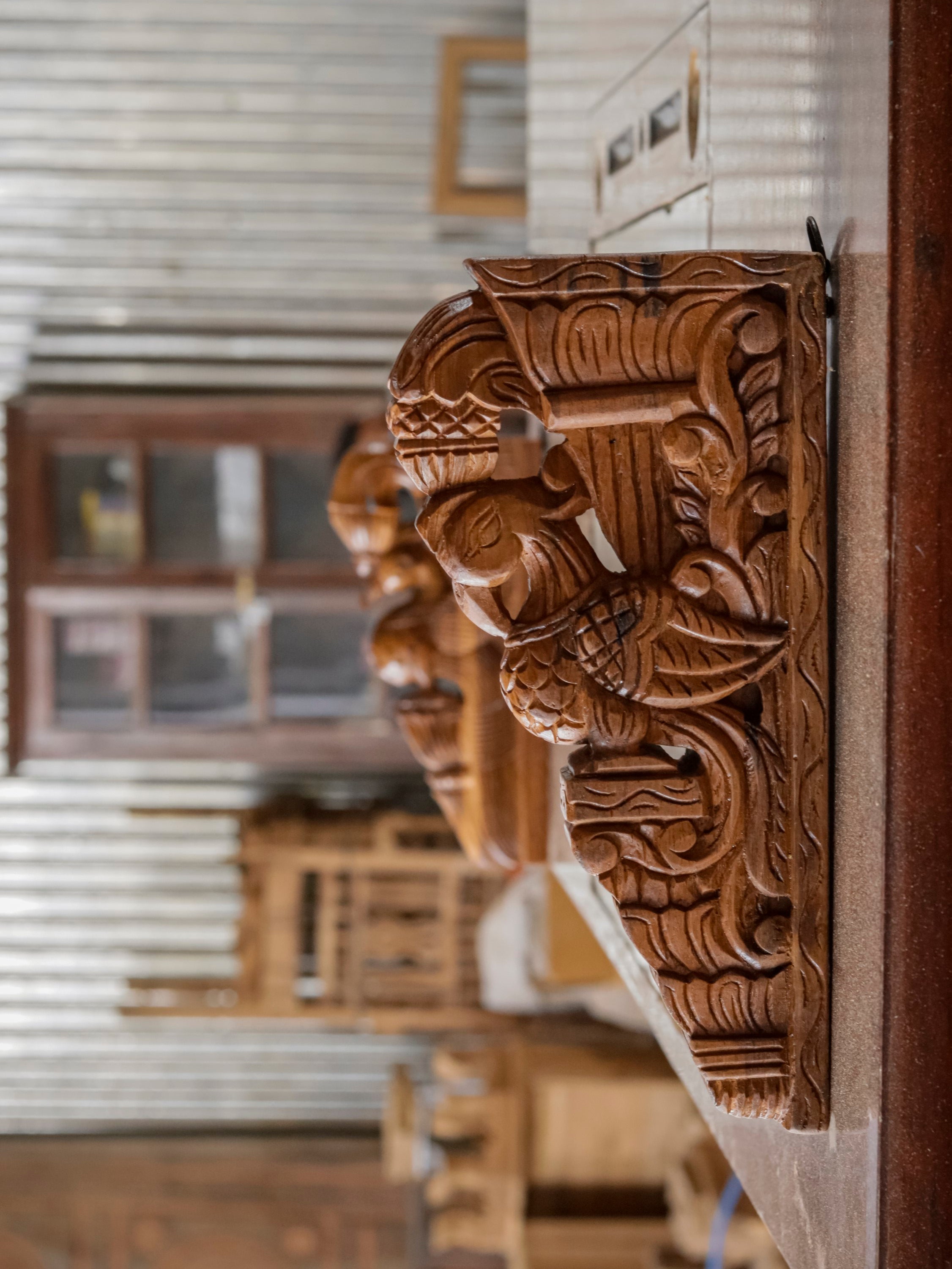 Beautifully detailed bird traditional teak wood door bracket Door Bracket