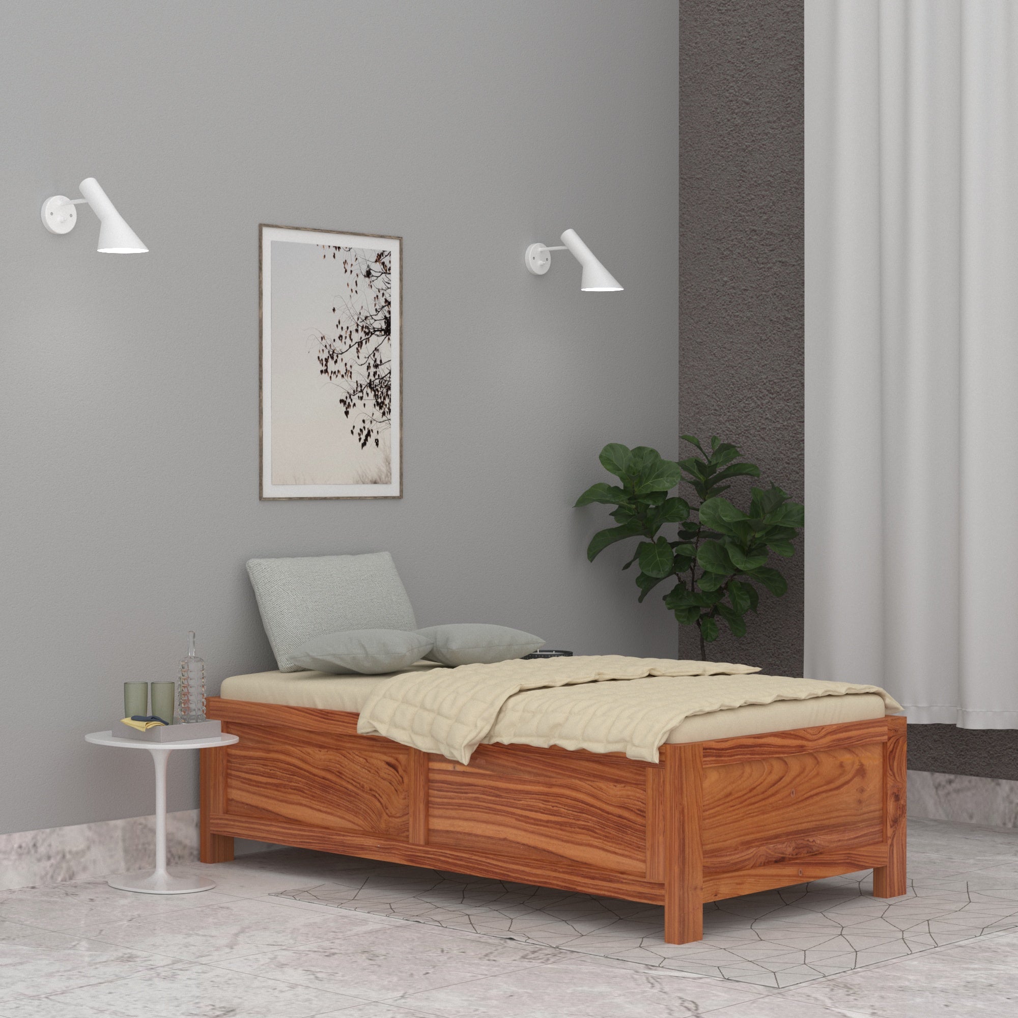 Wooden Designed Single Bed Bed