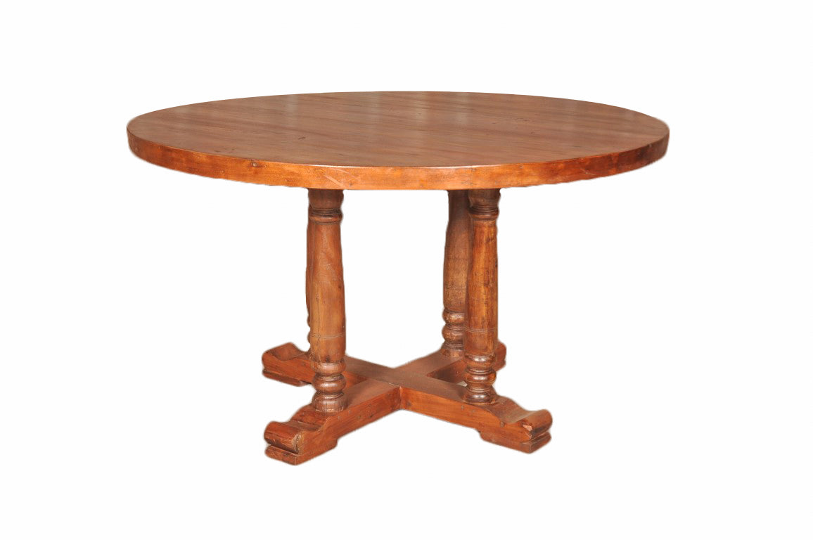 Berlin Vintage Handmade Brown Round Wooden Dining Table for Home Dining Table