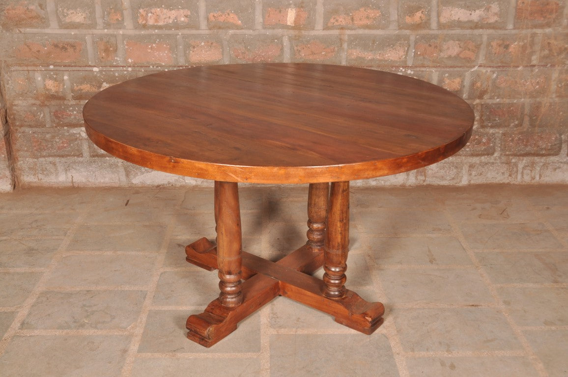 Berlin Vintage Handmade Brown Round Wooden Dining Table for Home Dining Table