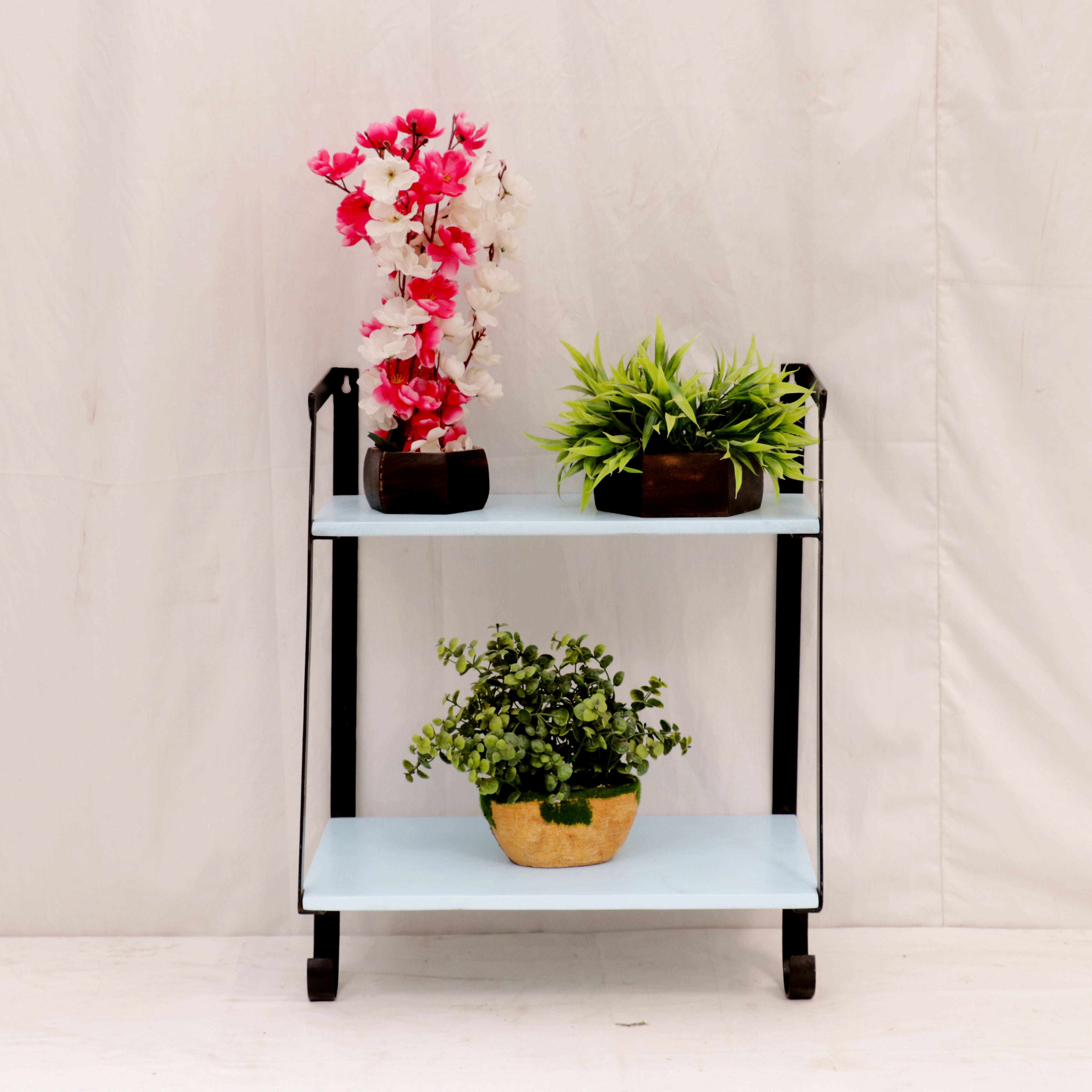 Stylish Monochrome Double Shelf Rack