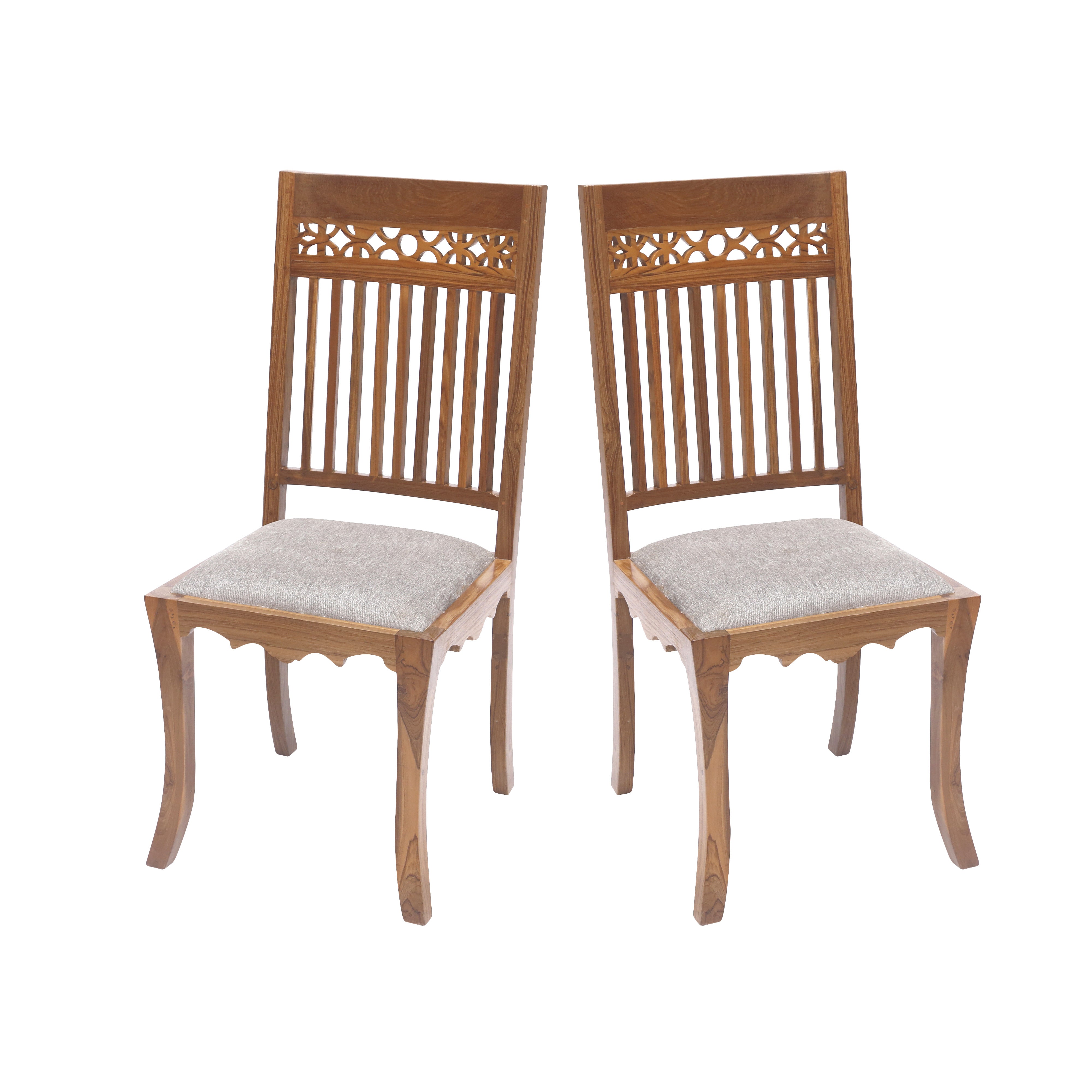 (Set of 2) Teak Wood Traditional Dinning office all purpose Chair slaty colour Dining Chair