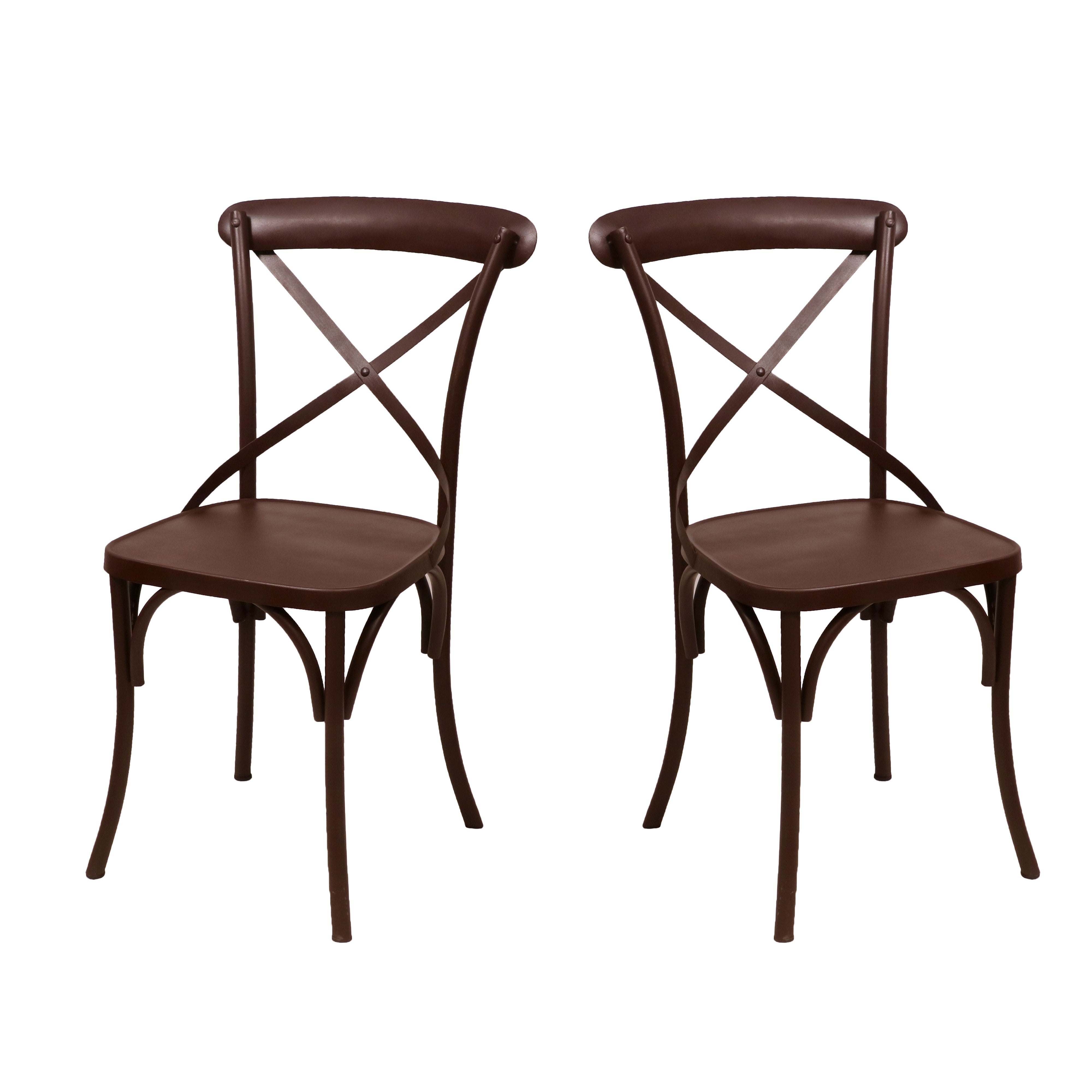 (Set of 2) Dark Brown Metal Exotic Hue Chair Dining Chair