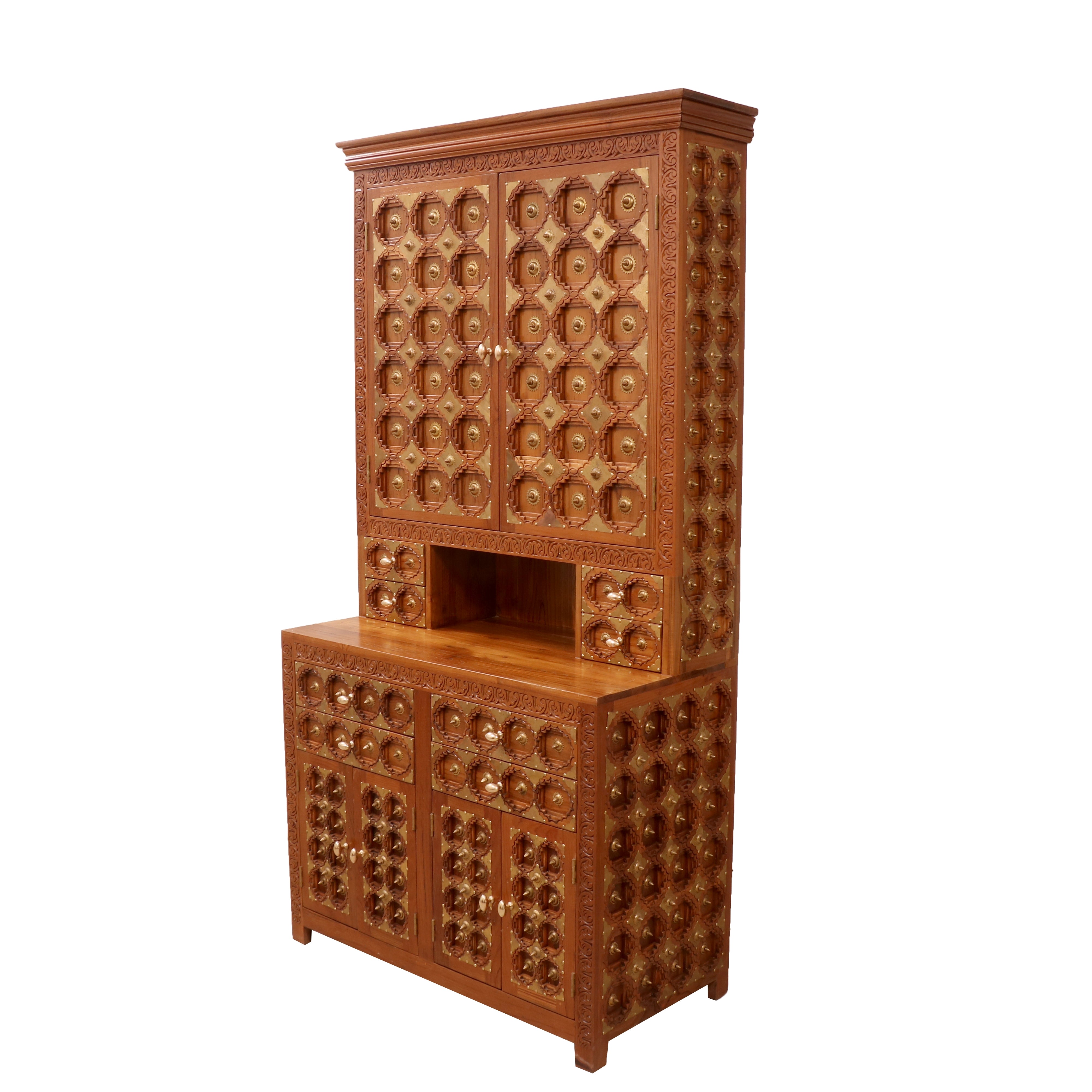 Intricate Brass Detailed Cabinet Dressing Table