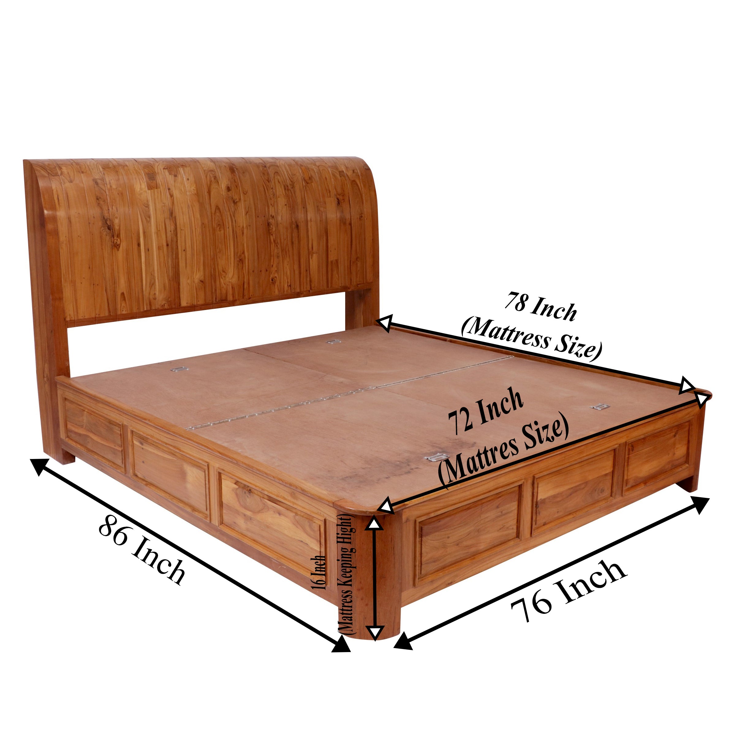 Teak Sleigh Double Bed Bed