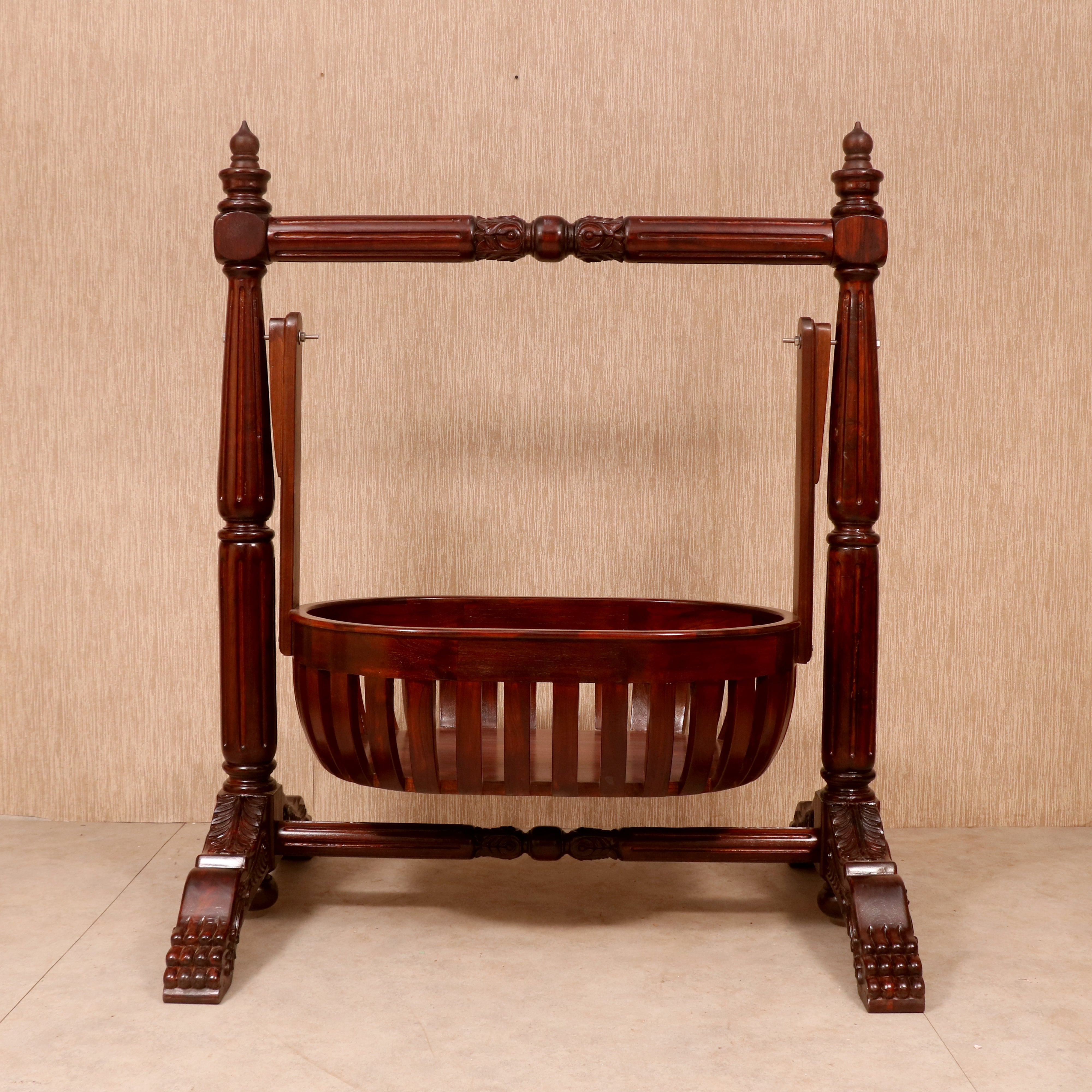 Victorian-style Wooden Crib Cradle