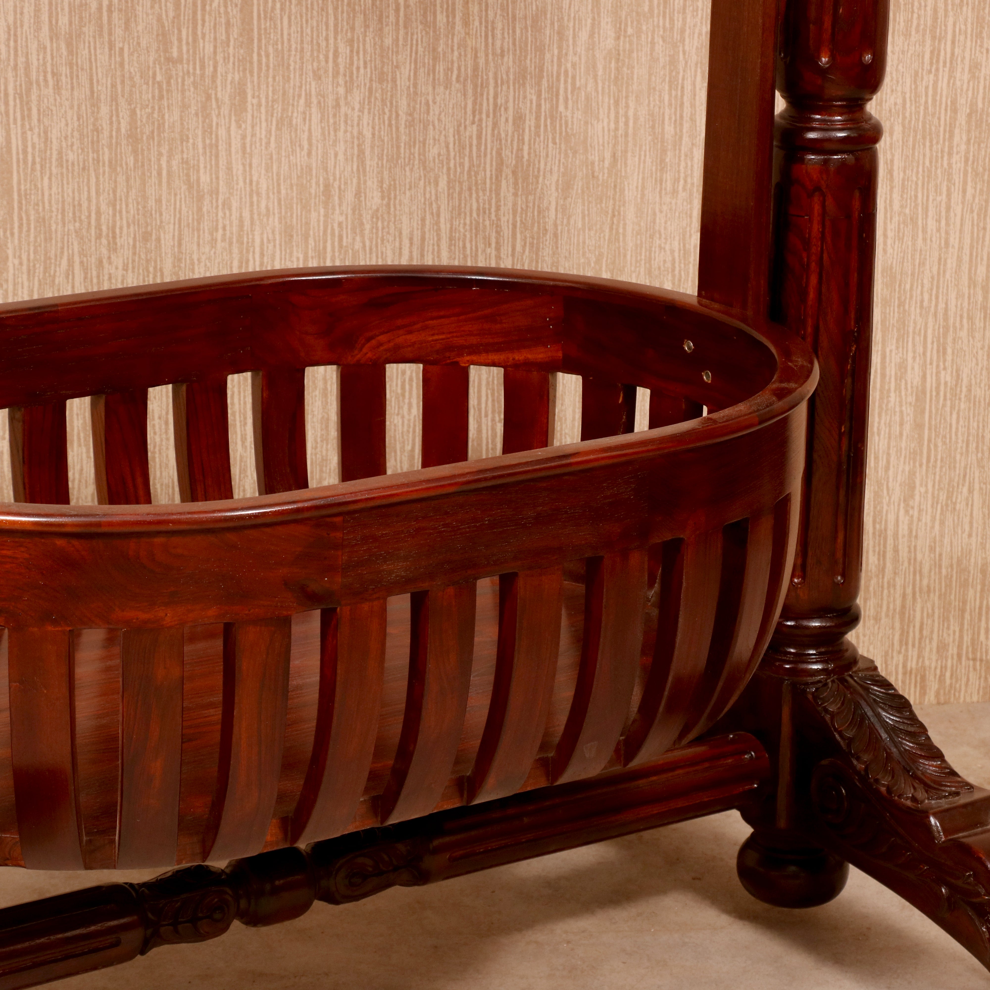 Victorian-style Wooden Crib Cradle