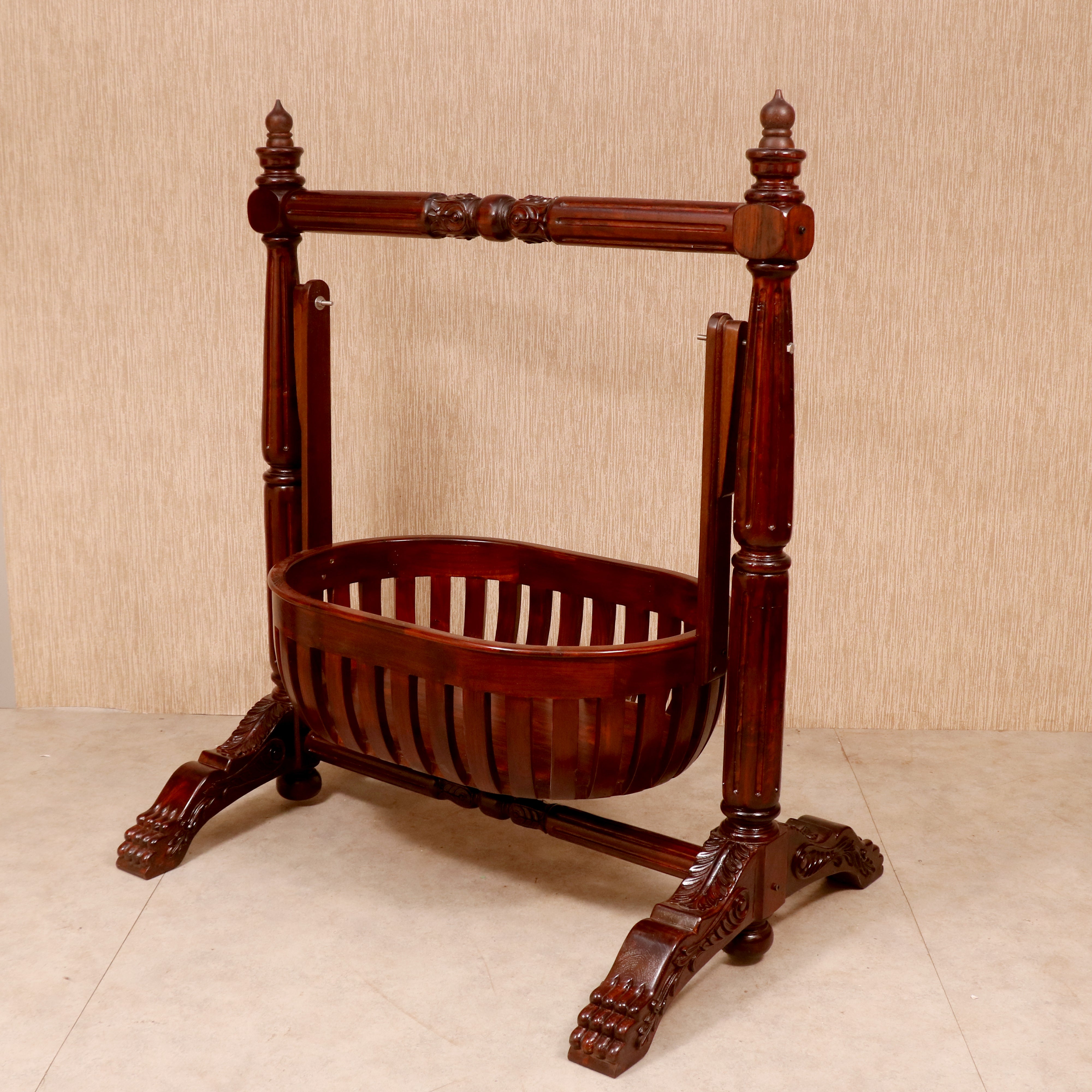 Victorian-style Wooden Crib Cradle