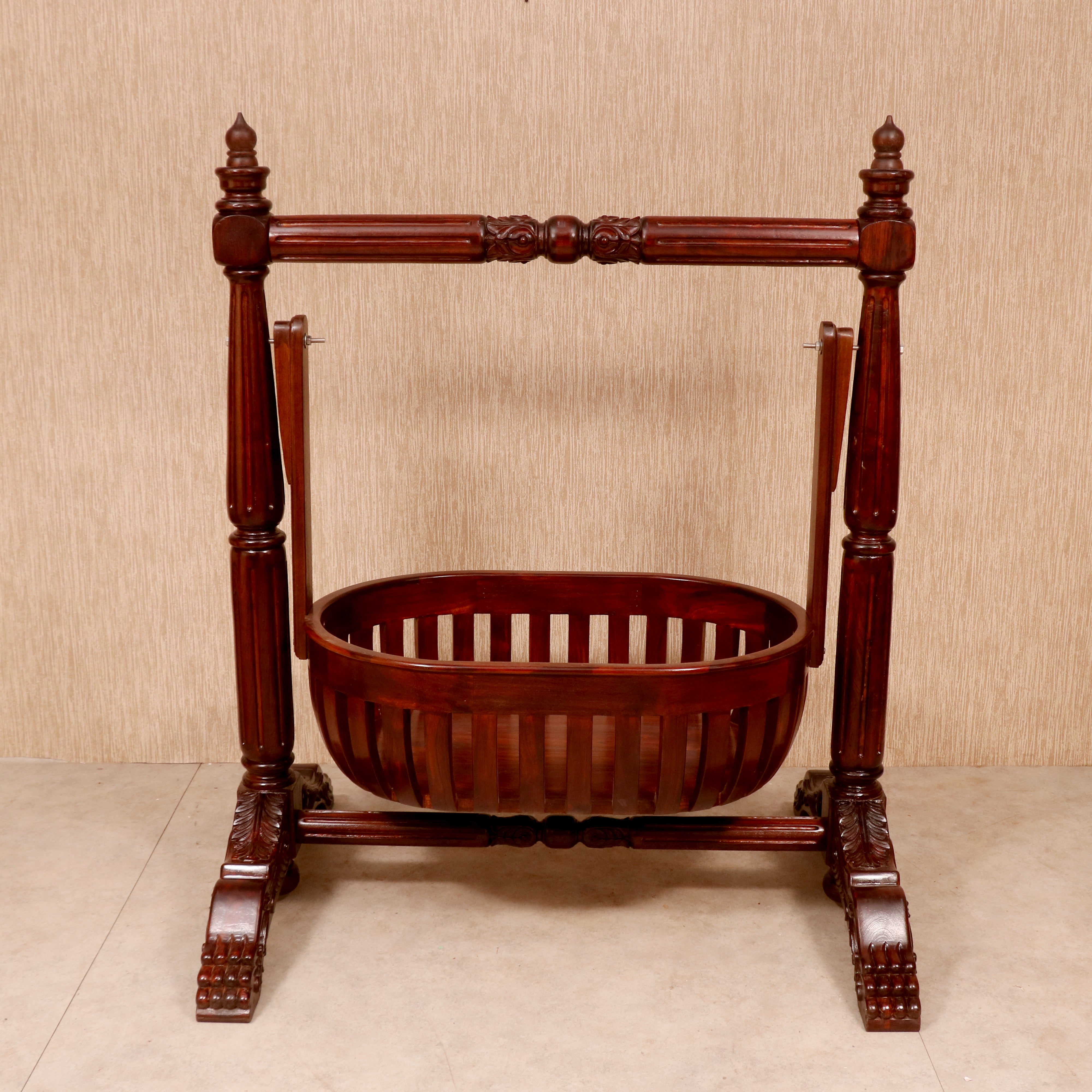 Victorian-style Wooden Crib Cradle