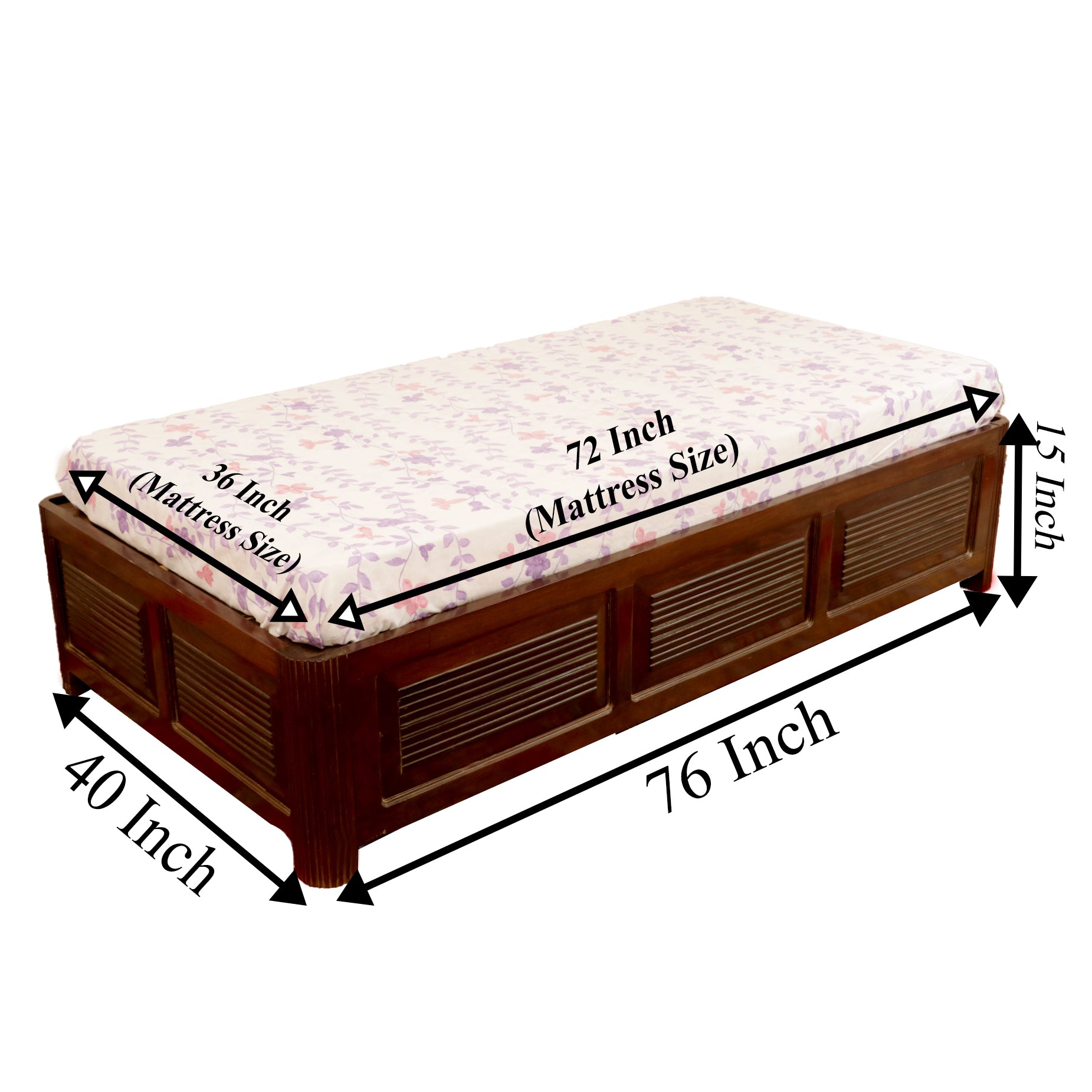 Dark Brown Single Bed (Diwan) Diwan