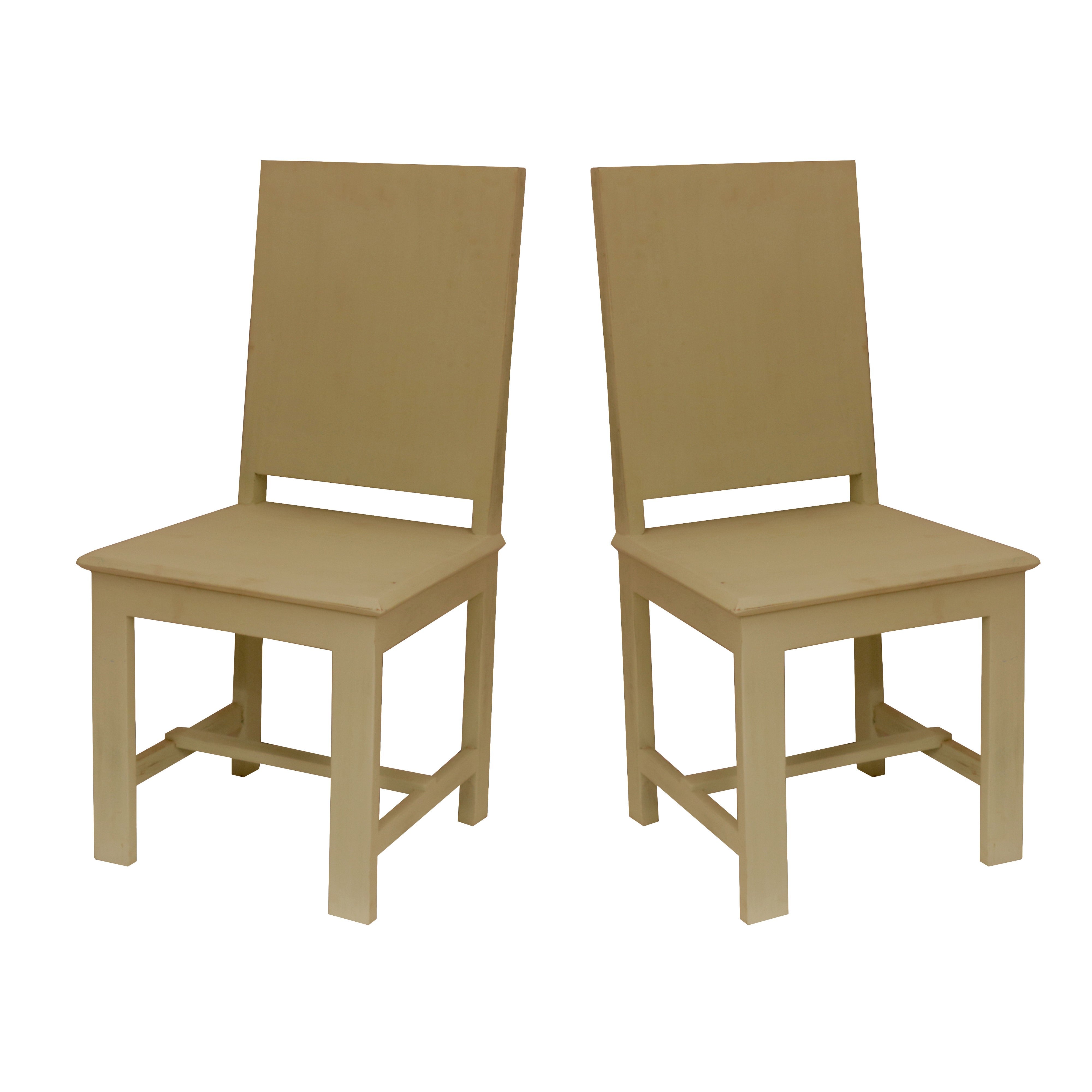 (Set of 2) Simple Cream Hued Chair Dining Chair