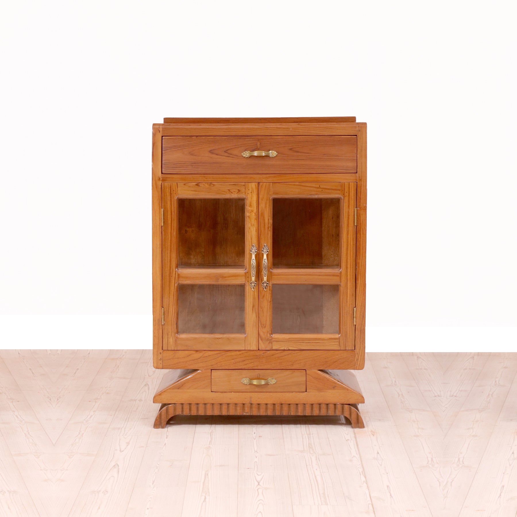 Aesthetically Carved 2-Drawers with Compartment Side Table Cupboard