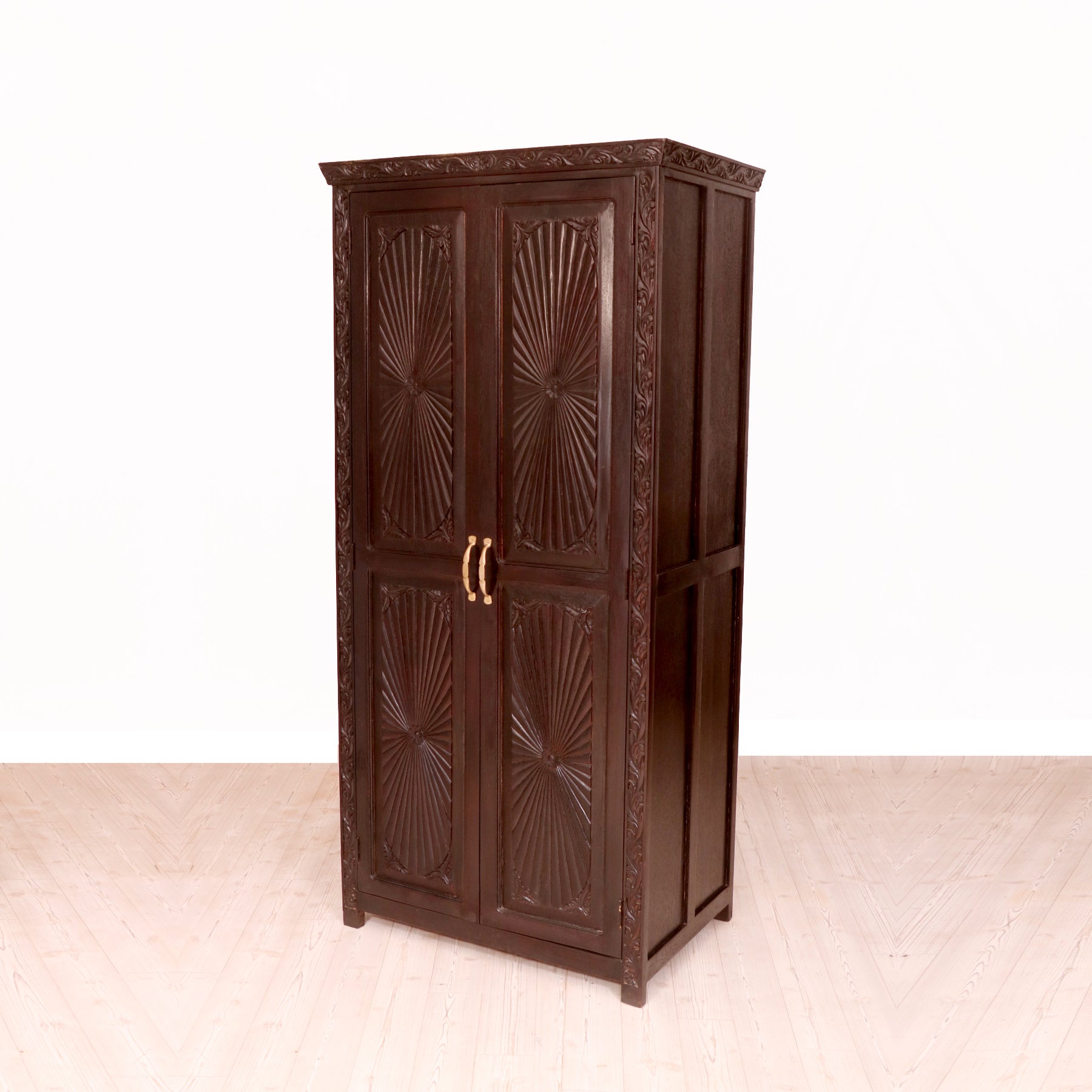 Wardrobe with 2 Drawers in Dark Wood Finish Wardrobe