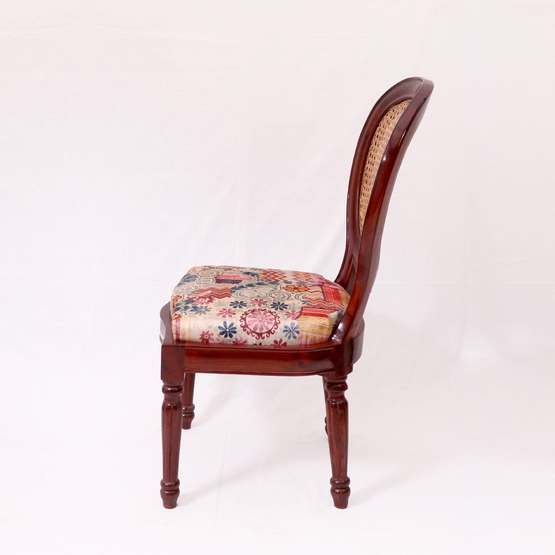 (Set of 2) Teak wood curved spherical authentic Cane dining chair Dining Chair