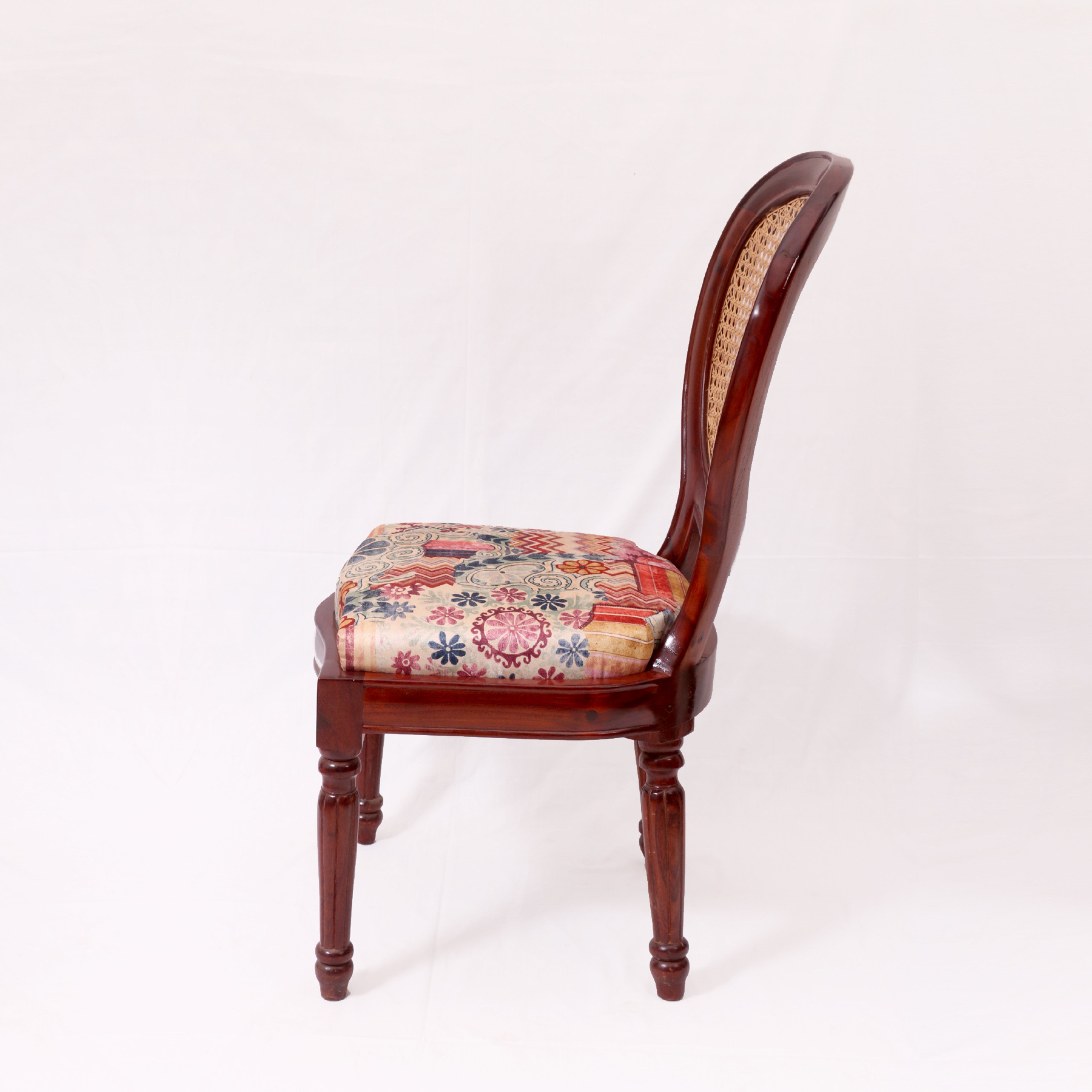 (Set of 2) Teak wood curved spherical authentic Cane dining chair Dining Chair