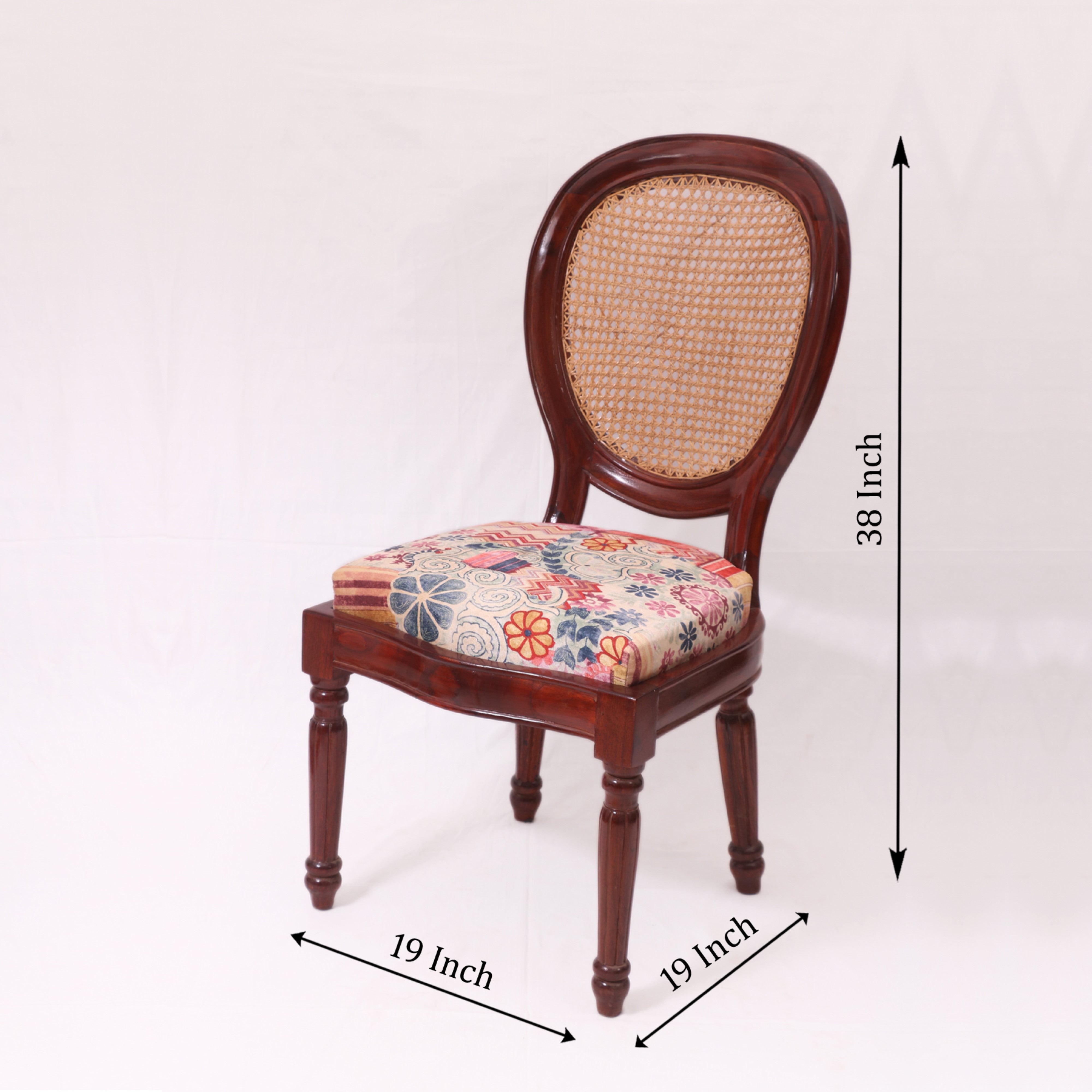 (Set of 2) Teak wood curved spherical authentic Cane dining chair Dining Chair