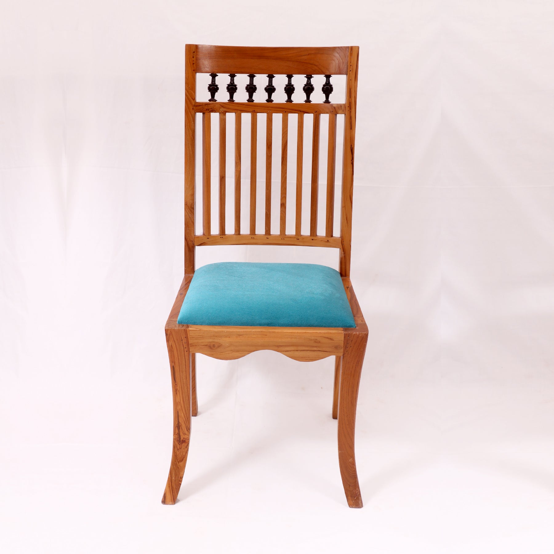(Set of 2) Colonial Blue velvet seating Dining Chairs Dining Chair