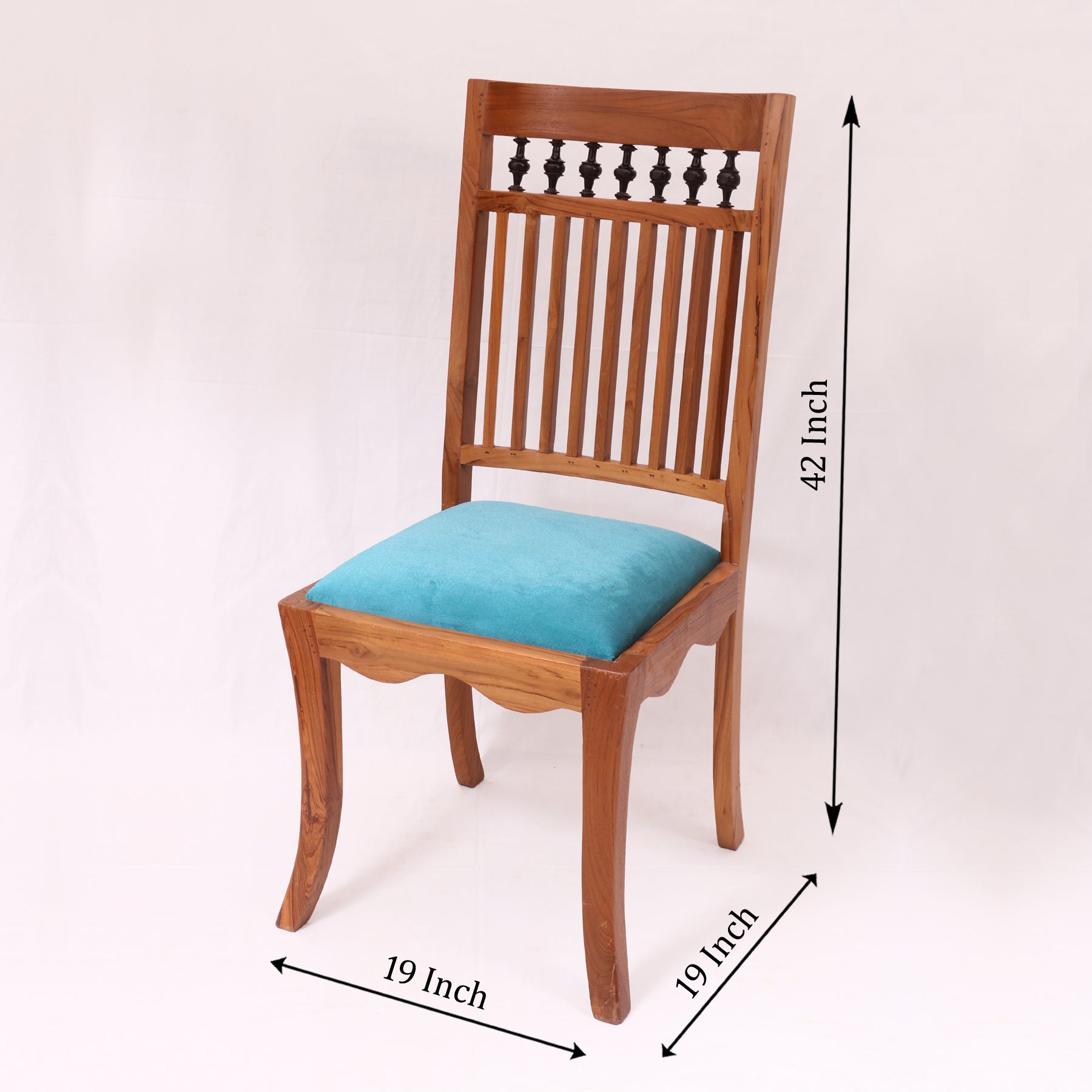 (Set of 2) Colonial Blue velvet seating Dining Chairs Dining Chair
