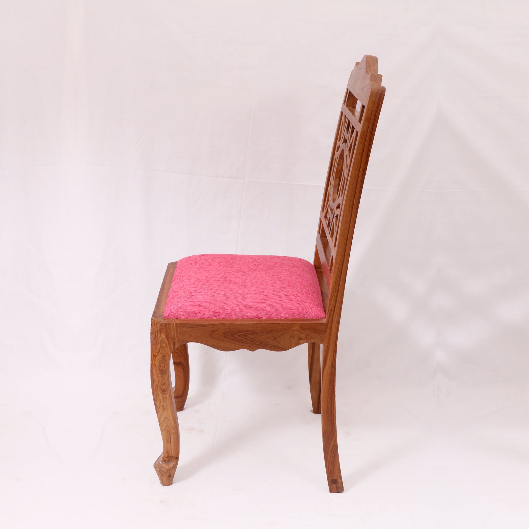 (Set of 2) Teak Wood Traditional Dinning office all purpose Chair pink color Dining Chair