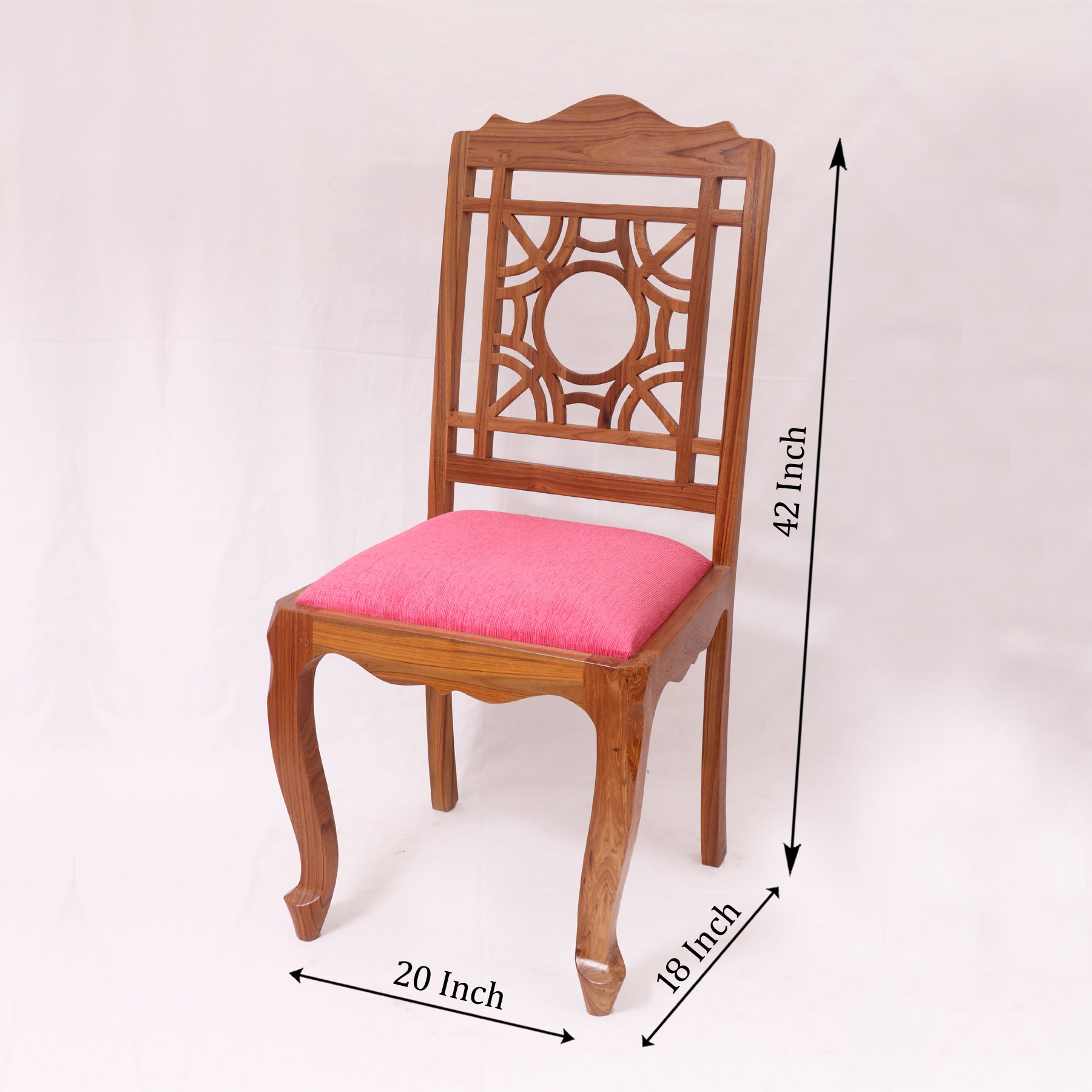(Set of 2) Teak Wood Traditional Dinning office all purpose Chair pink color Dining Chair