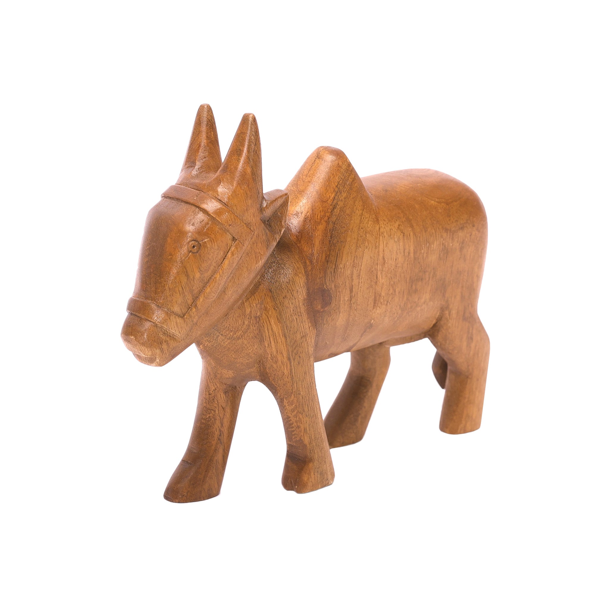 Wooden Detailed Cow Showpiece Animal Figurine