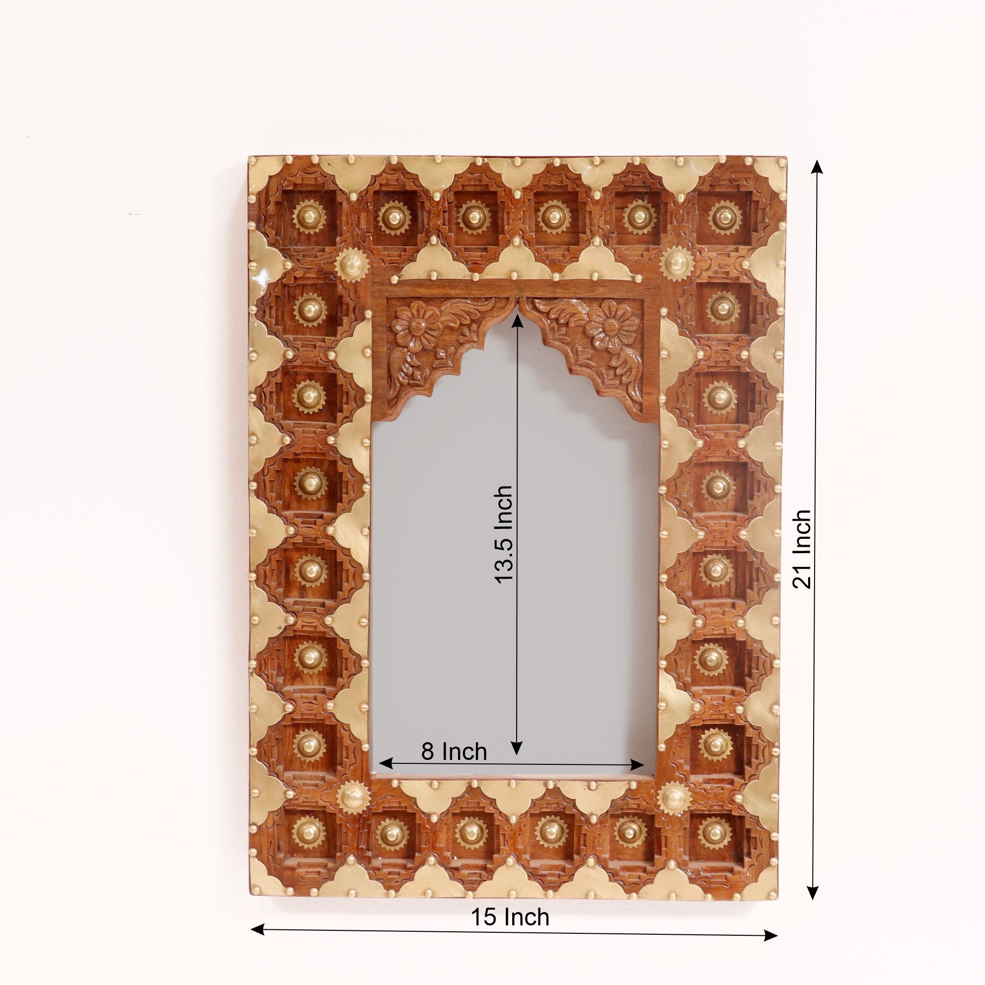 Brass carved boundary Rajasthani work Mirror Mirror