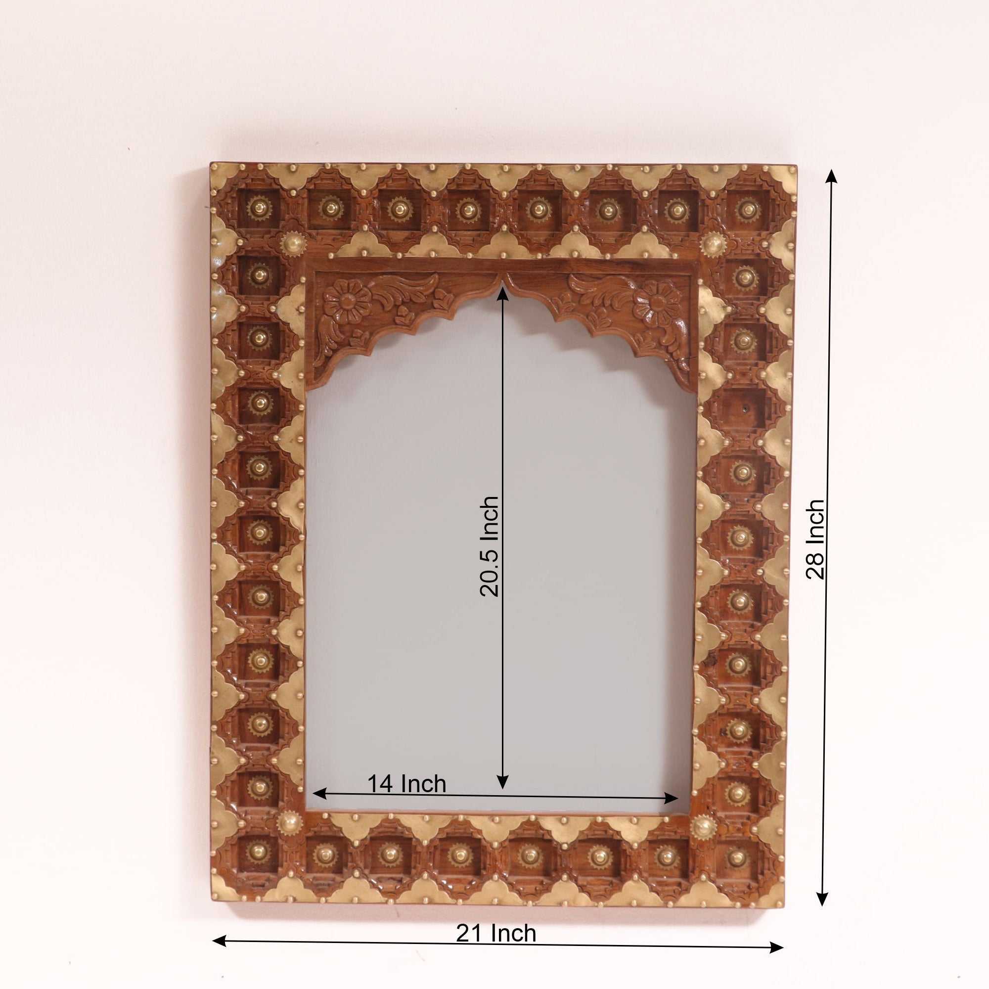 Teak wood brass work traditional Mirror Mirror