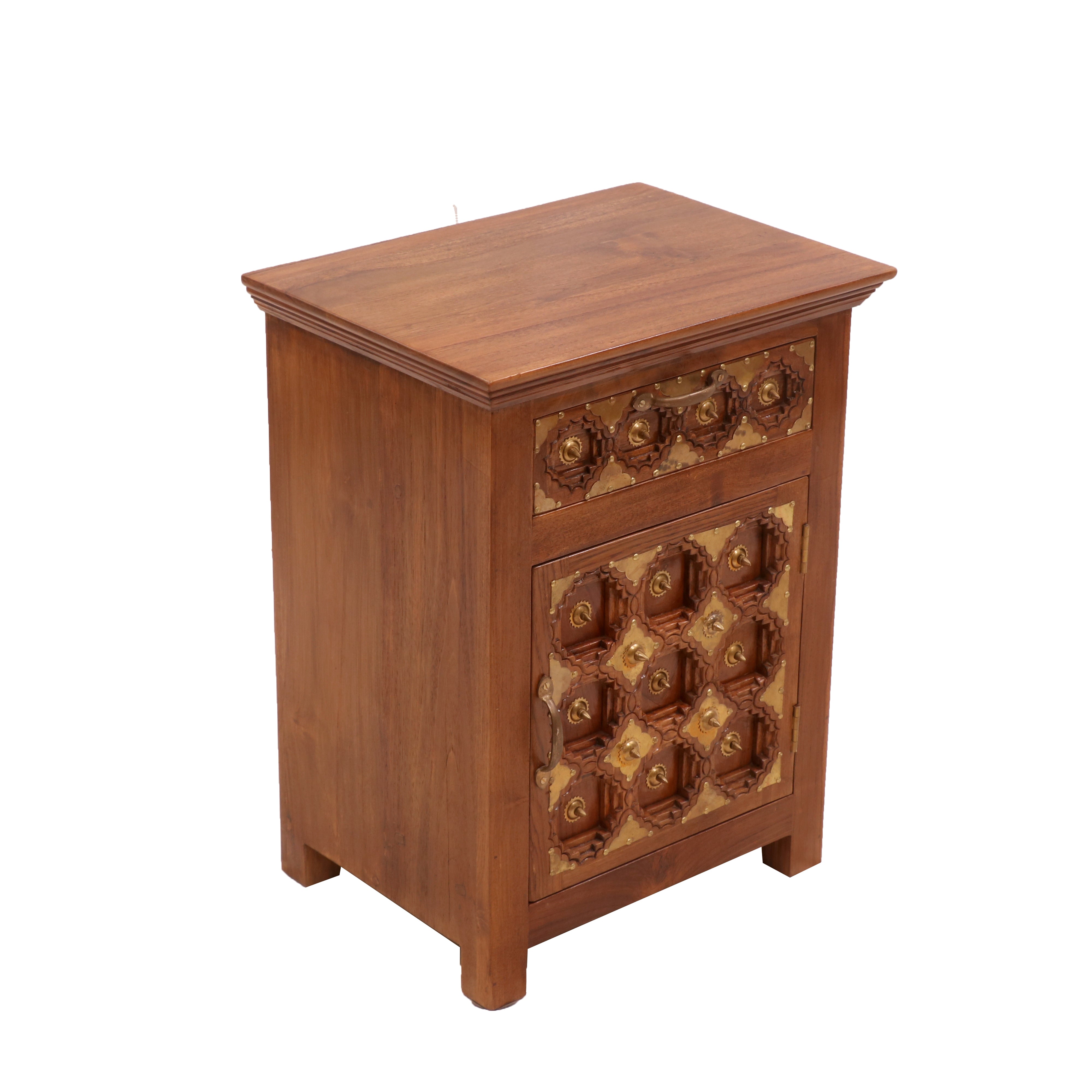 Grid Carved Night Stand (Left Side Bedside) Bedside