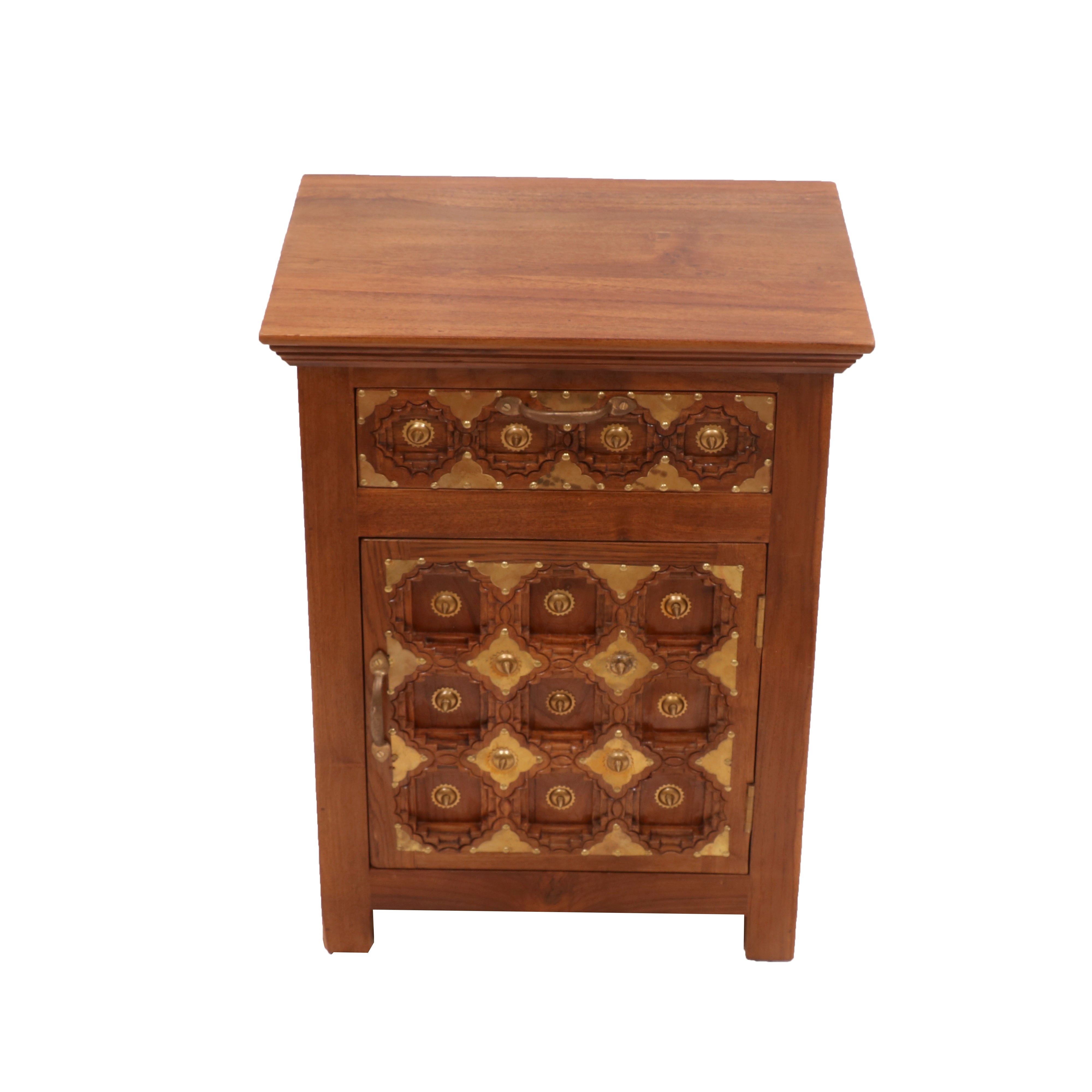 Grid Carved Night Stand (Left Side Bedside) Bedside