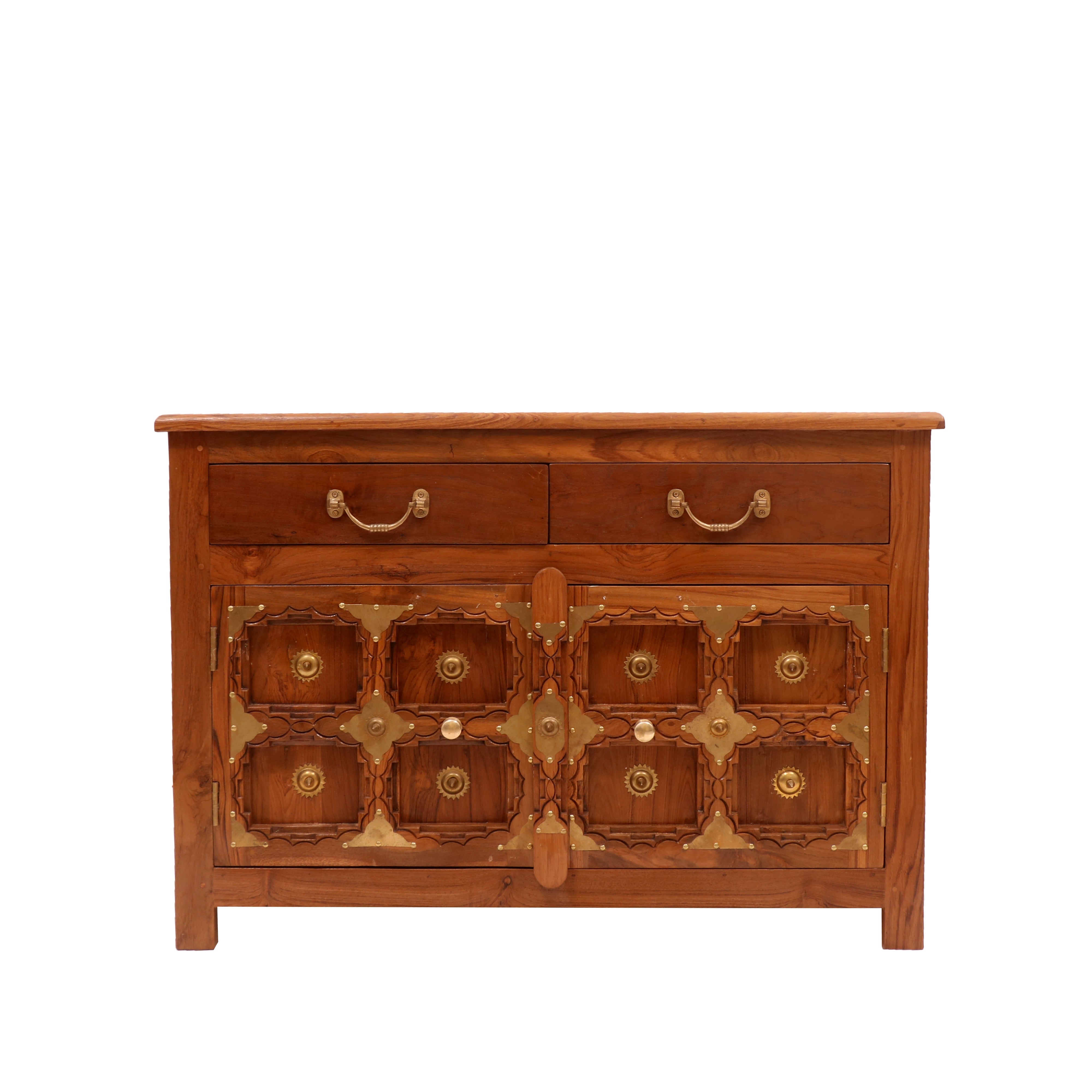 Brass work Carved Cupboard (34 x 16 x 24 Inch) Cupboard