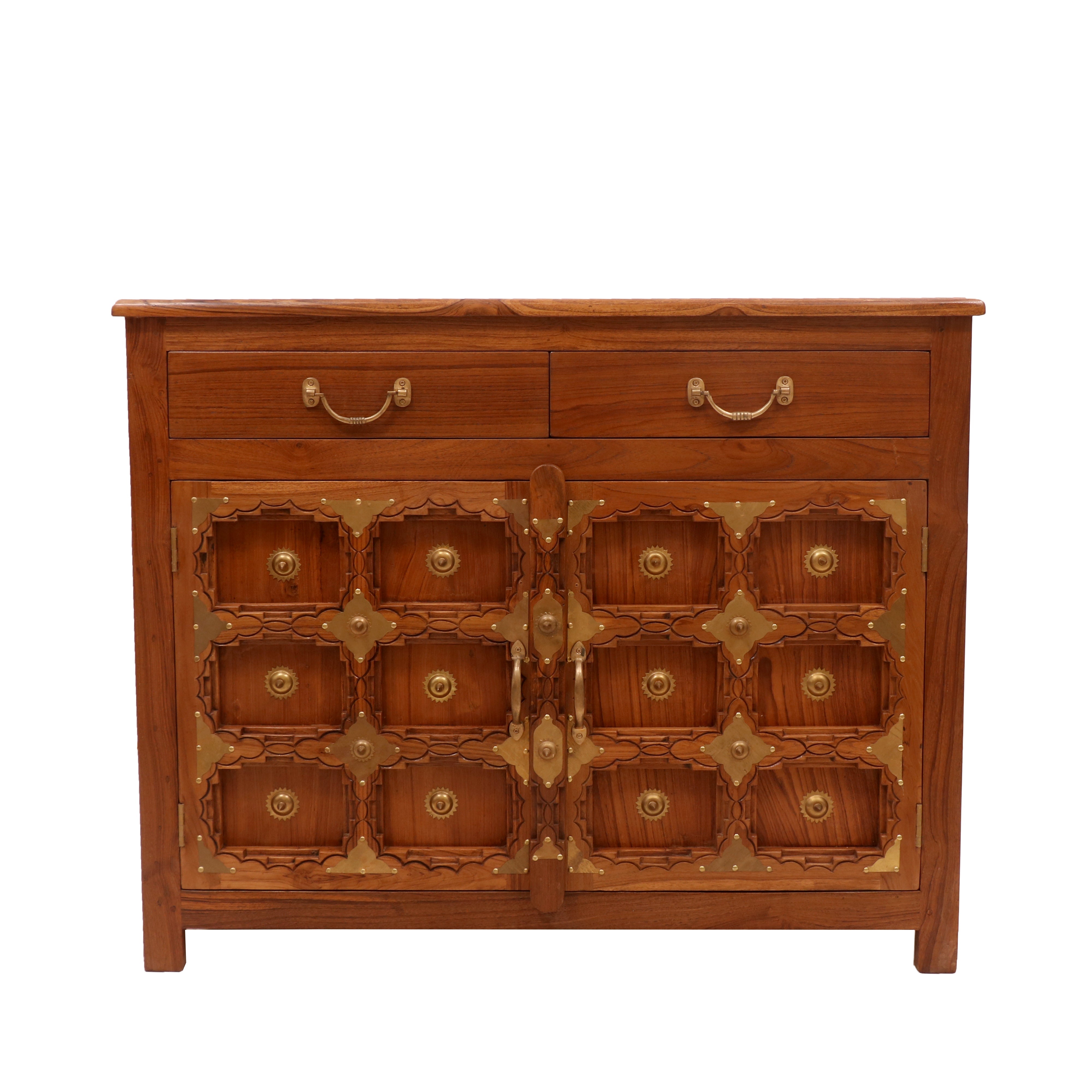 Brass work Carved Cupboard (37 x 16 x 30 Inch) Cupboard