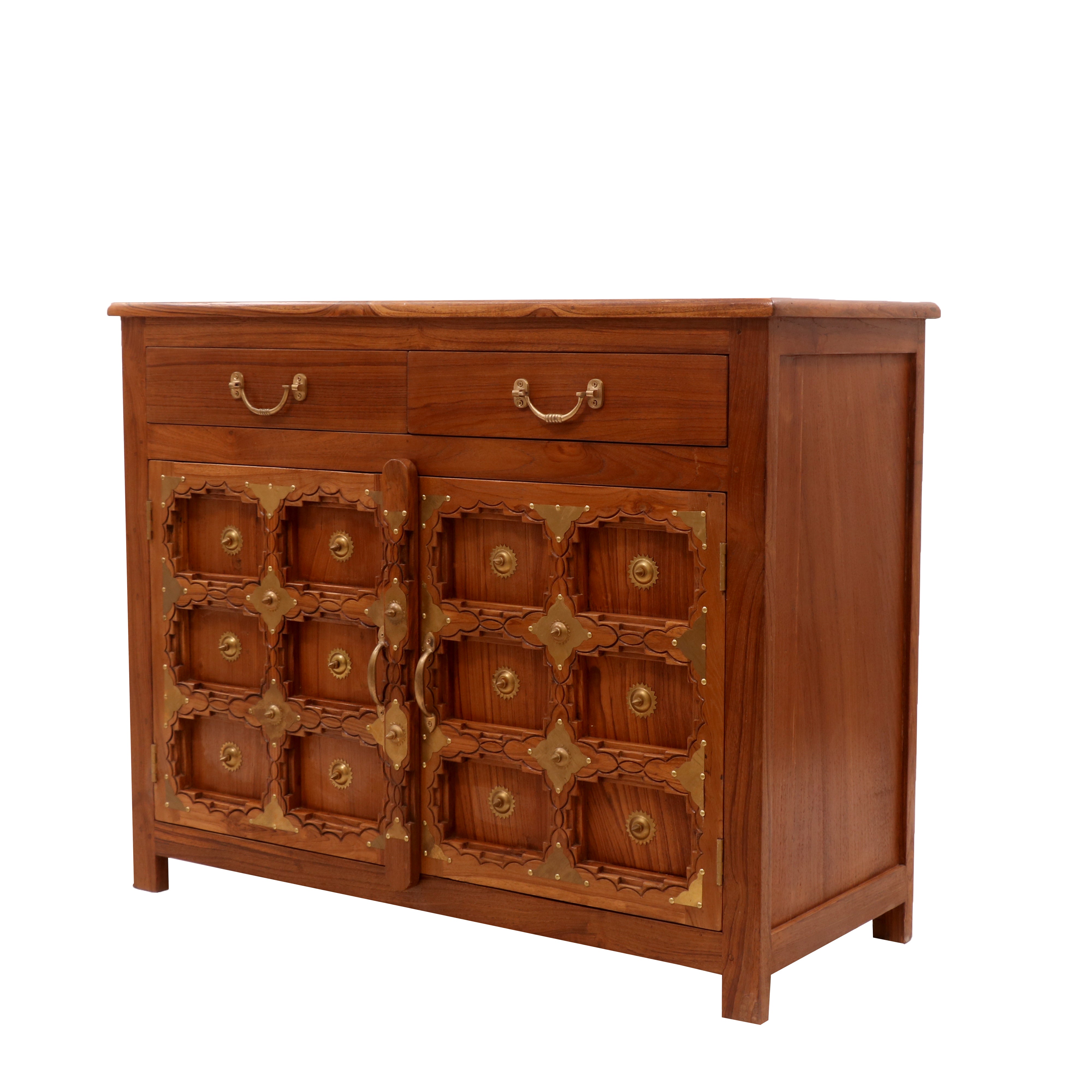 Brass work Carved Cupboard (37 x 16 x 30 Inch) Cupboard