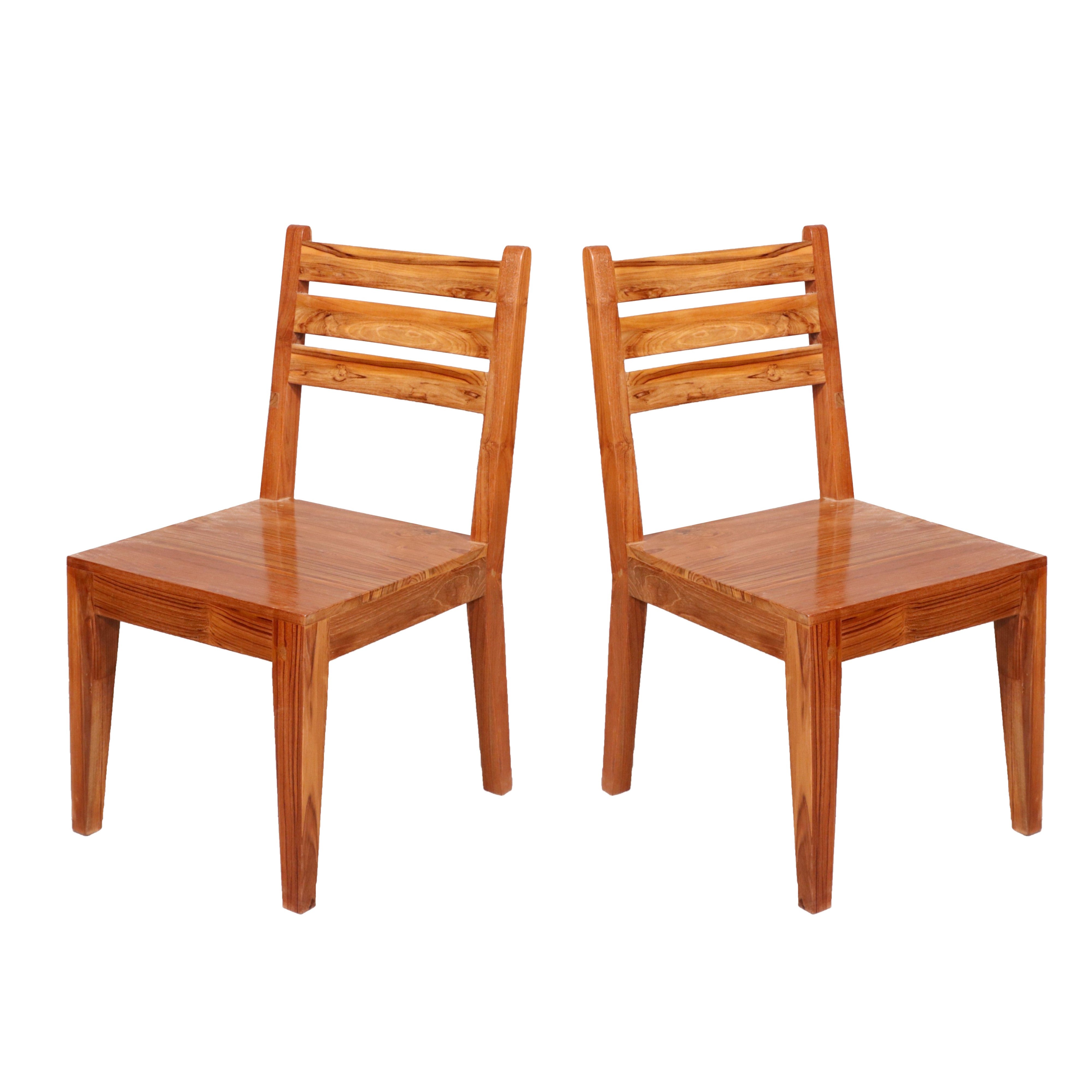 (Set of 2) Teak wood Light tone finish Dining Chair Dining Chair