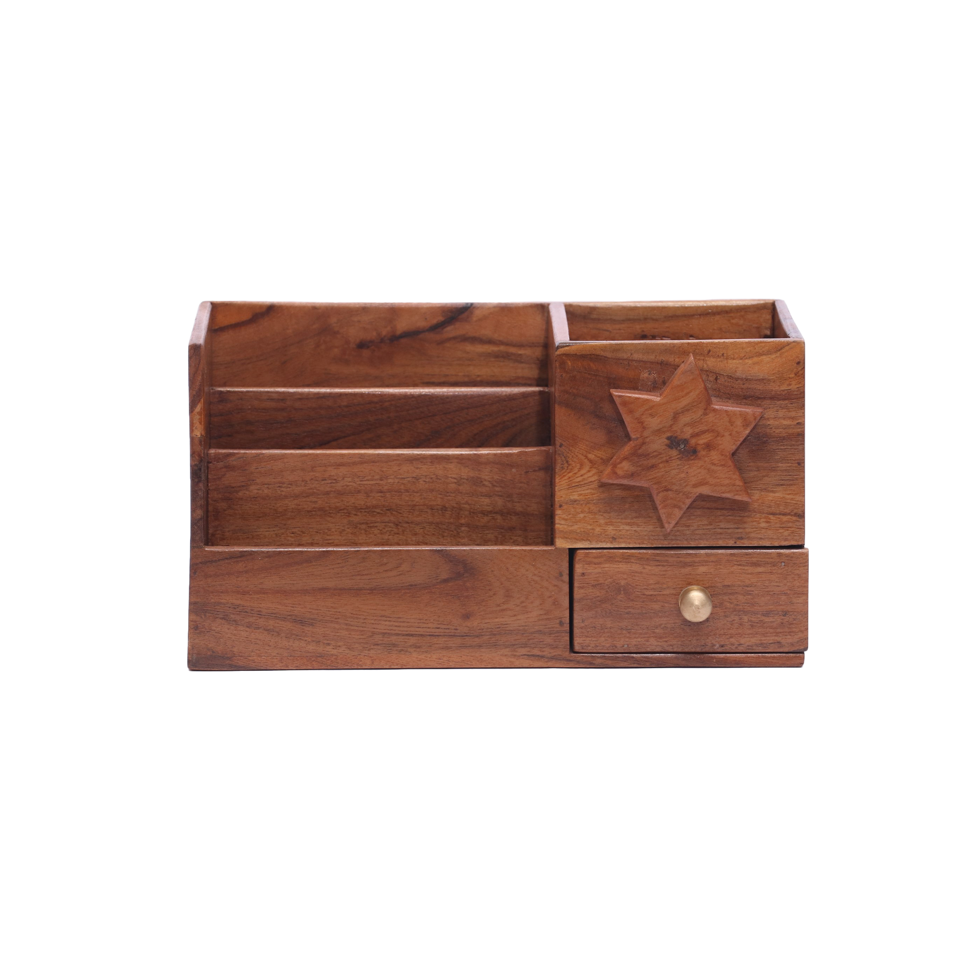 Wooden star box organizer with drawer Desk Organizer