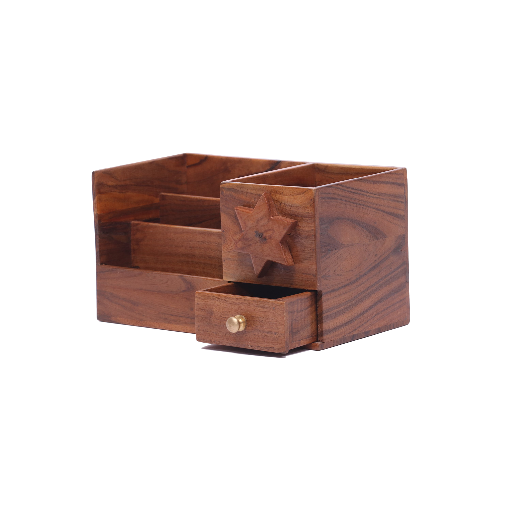 Wooden star box organizer with drawer Desk Organizer